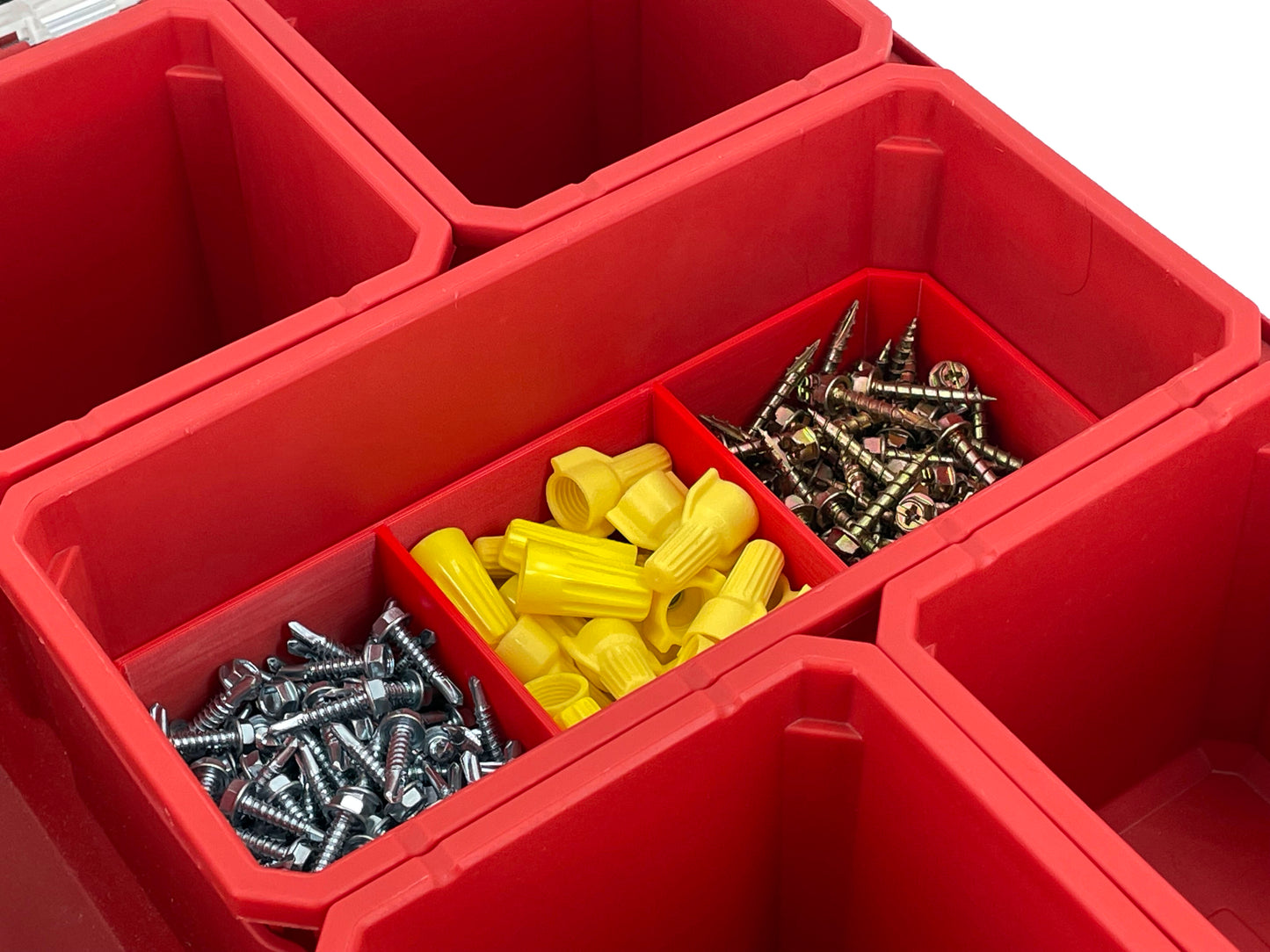 Milwaukee Packout Organizer Compatible Long Nesting Bin Top and Bottom Set - Red