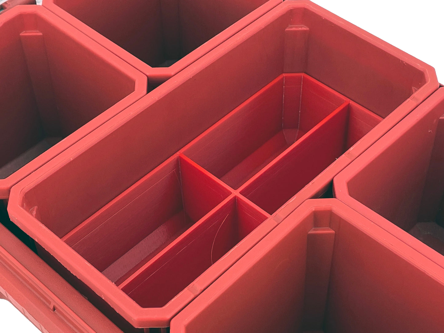 Milwaukee Packout Compact Organizer Compatible Long Nesting Bin Top and Bottom Set - Red