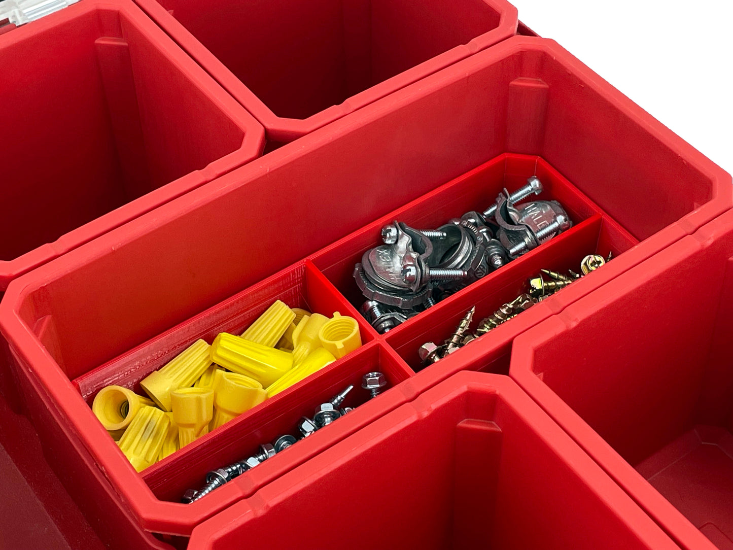 Milwaukee Packout Organizer Compatible Long Nesting Bin Top and Bottom Set - Red