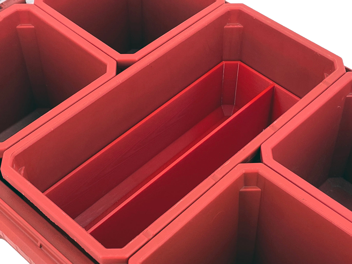 Milwaukee Packout Compact Organizer Compatible Long Nesting Bin Top and Bottom Set - Red