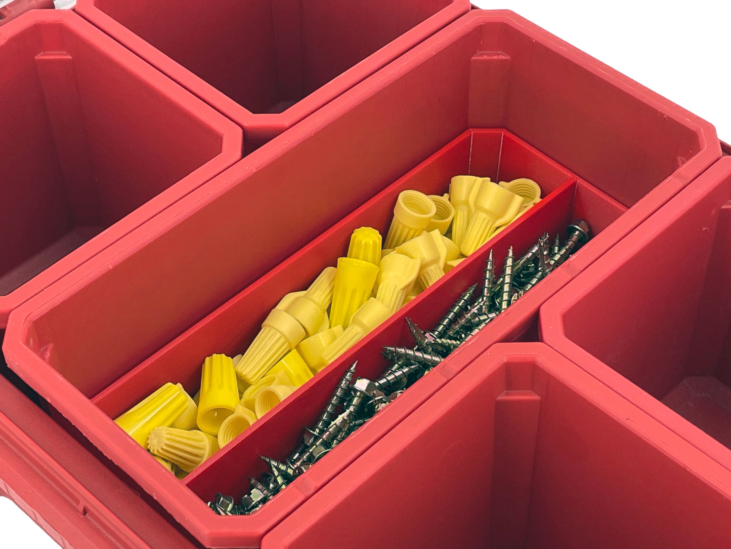 Milwaukee Packout Compact Organizer Compatible Long Nesting Bin Top and Bottom Set - Red