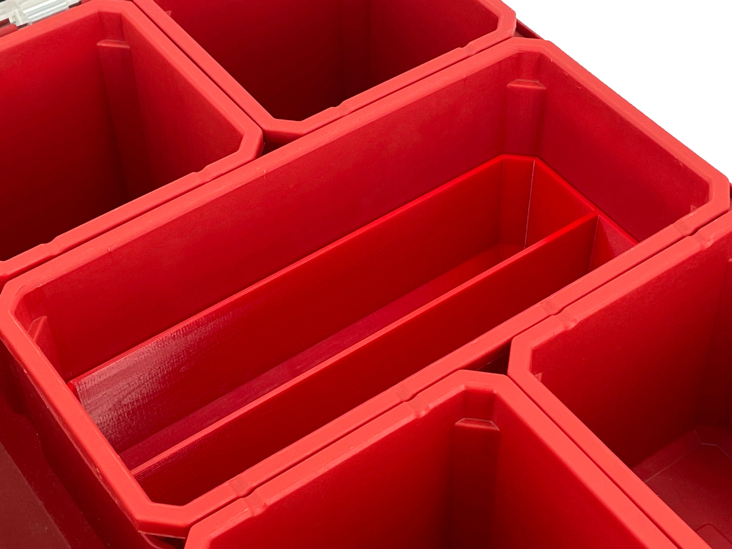 Milwaukee Packout Organizer Compatible Long Nesting Bin Top and Bottom Set - Red