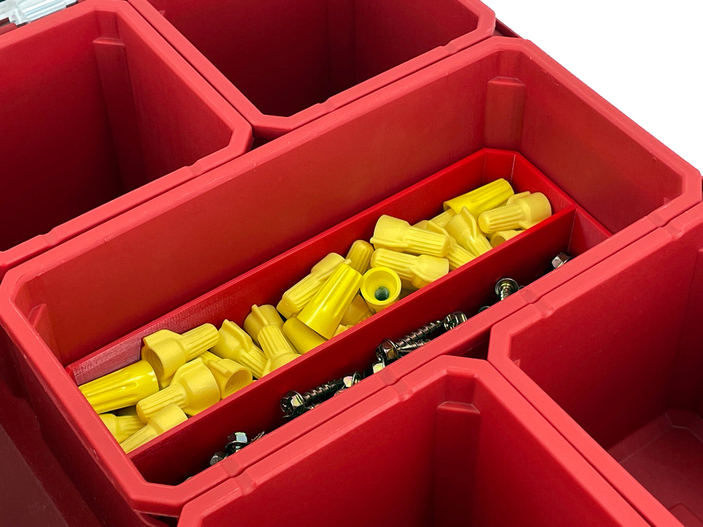 Milwaukee Packout Organizer Compatible Long Nesting Bin Top and Bottom Set - Red