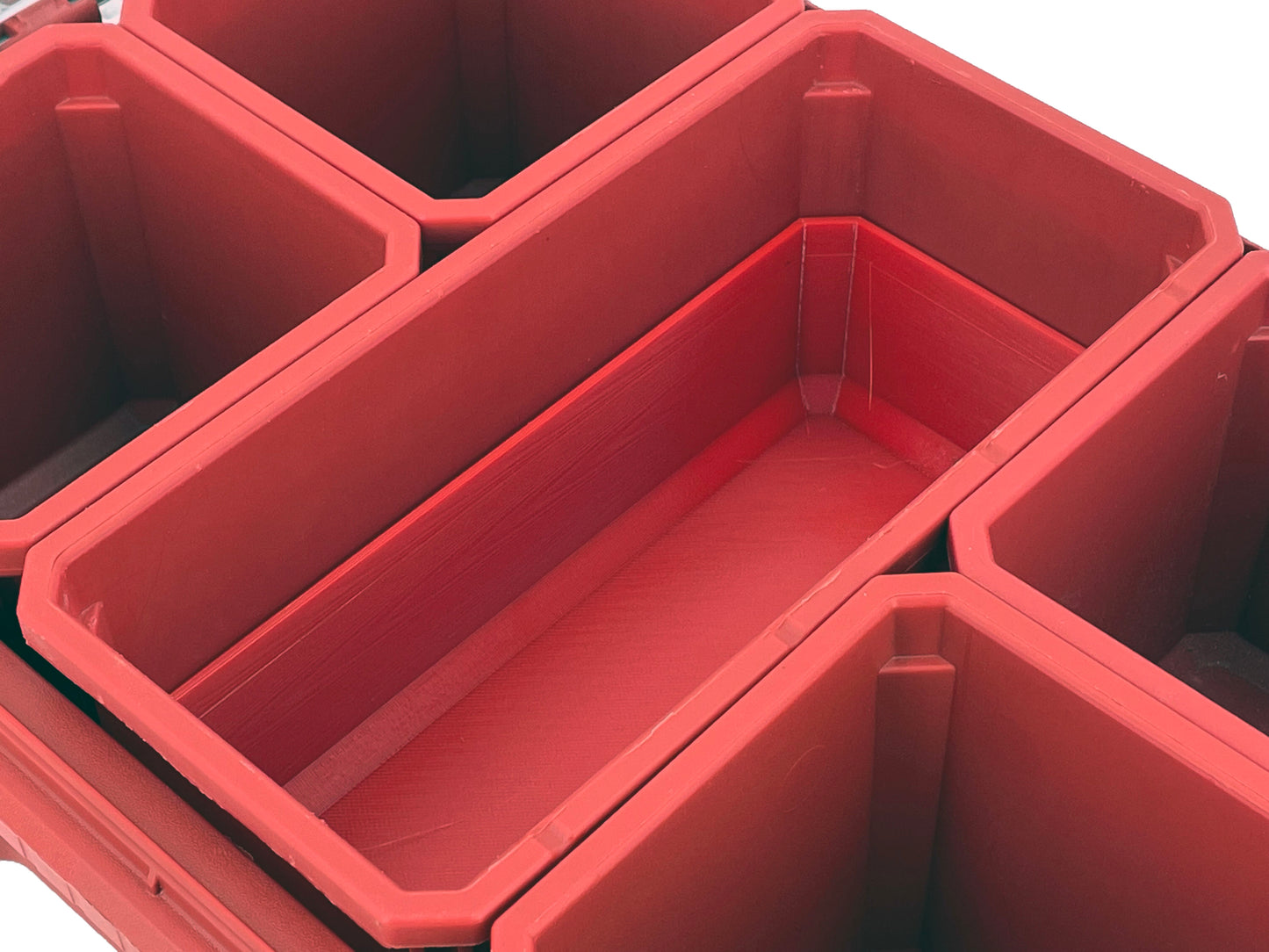 Milwaukee Packout Compact Organizer Compatible Long Nesting Bin Top and Bottom Set - Red