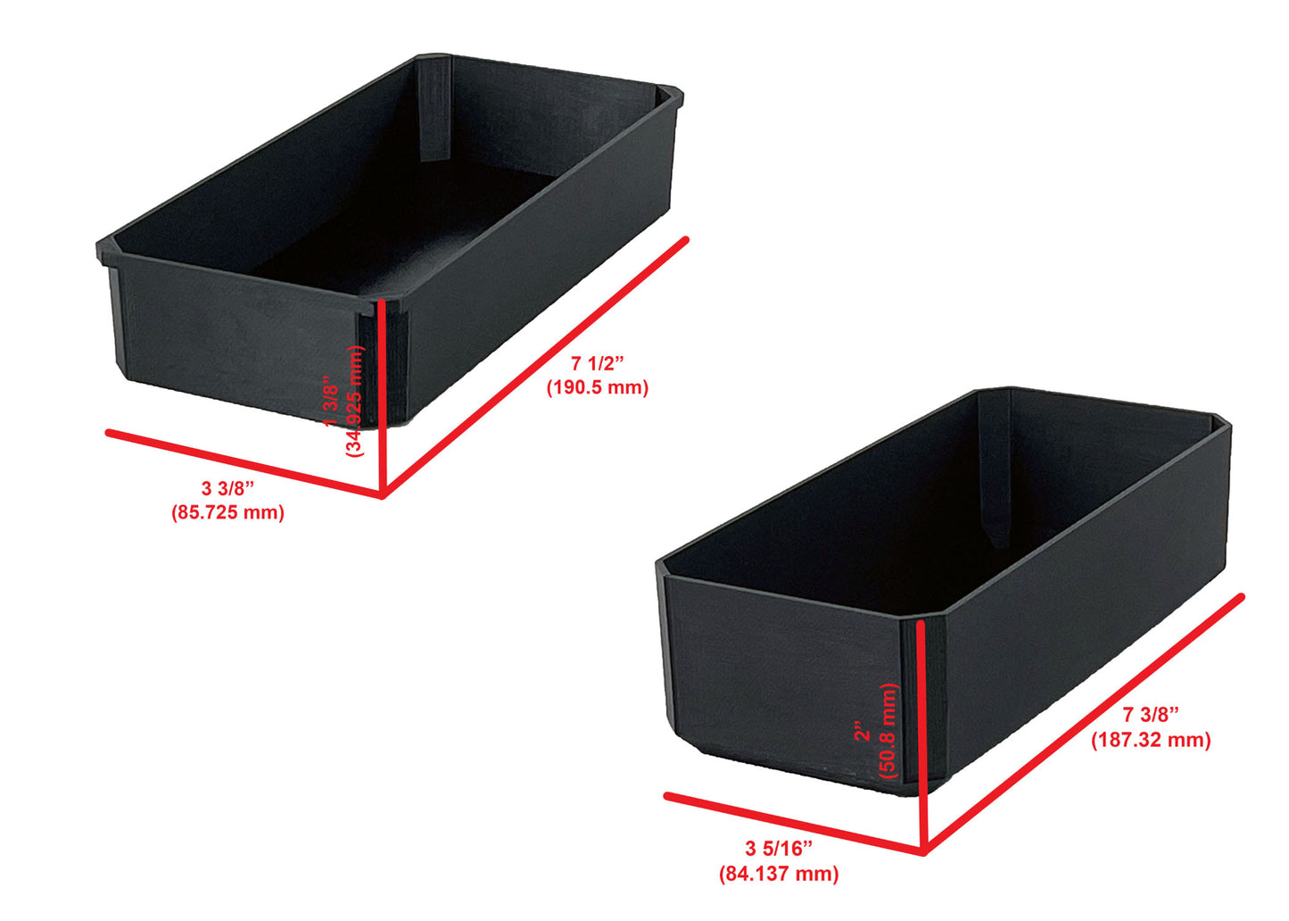 Milwaukee Packout Compact Organizer Compatible Long Nesting Bin Top and Bottom Set - Black
