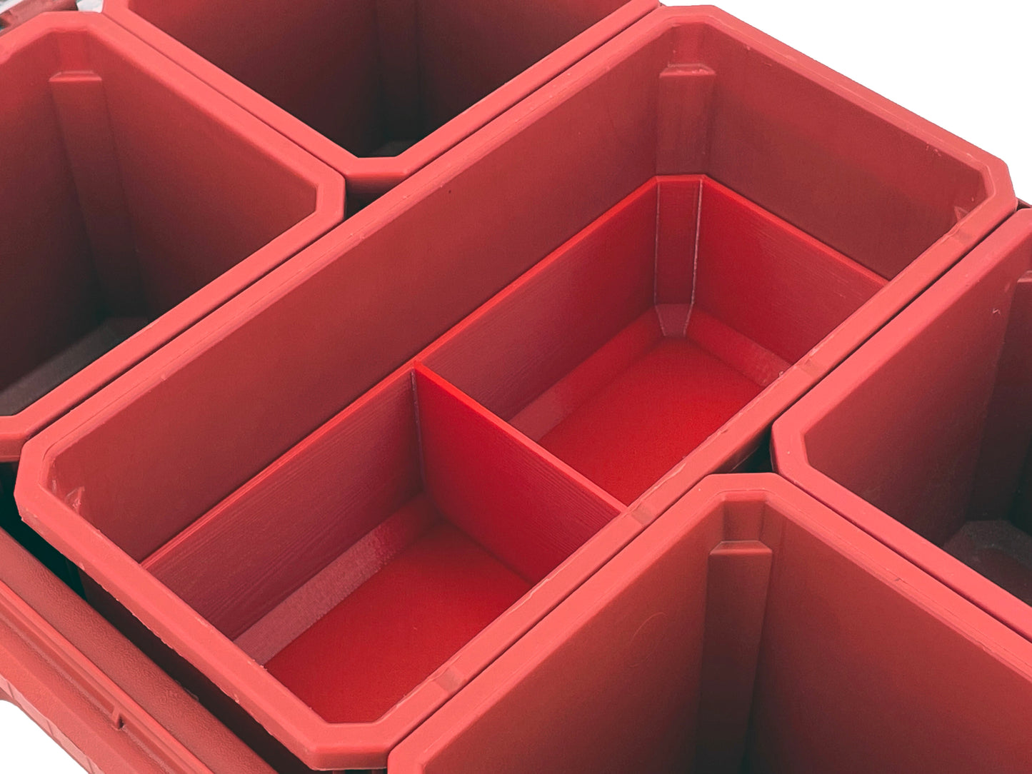 Milwaukee Packout Compact Organizer Compatible Long Nesting Bin Top and Bottom Set - Red
