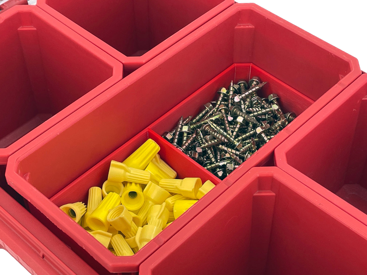Milwaukee Packout Compact Organizer Compatible Long Nesting Bin Top and Bottom Set - Red