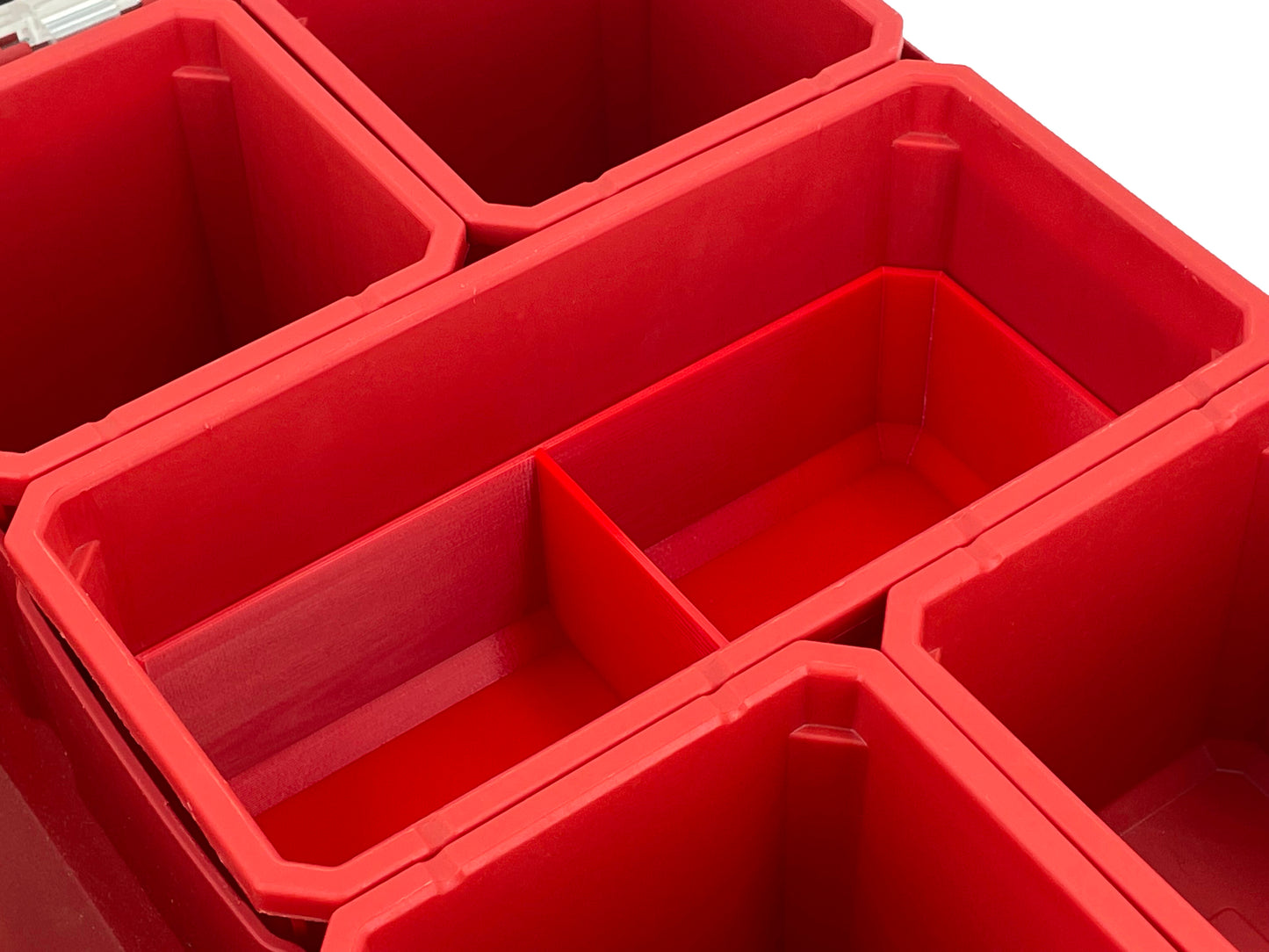 Milwaukee Packout Organizer Compatible Long Nesting Bin Top and Bottom Set - Red