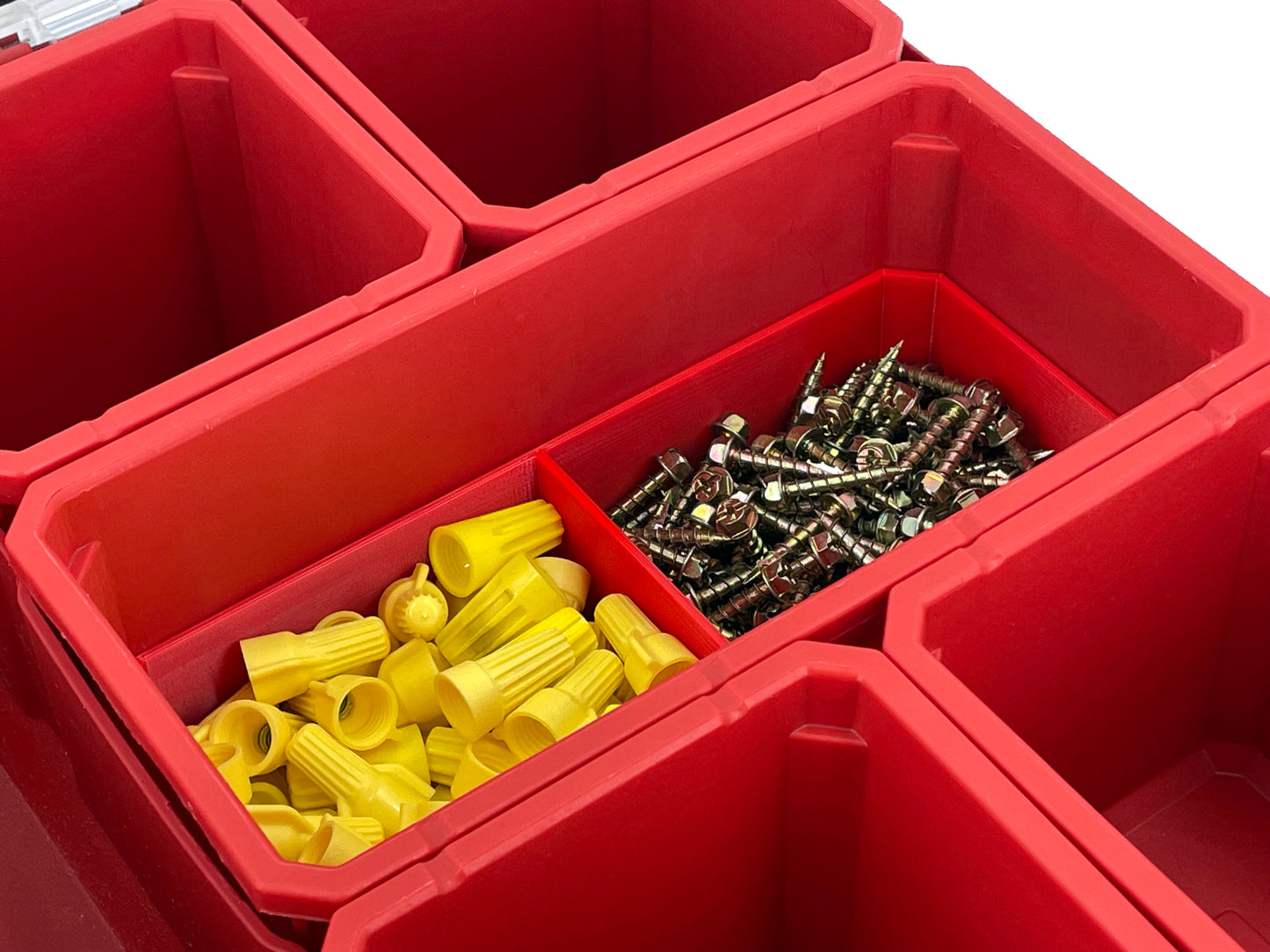 Milwaukee Packout Organizer Compatible Long Nesting Bin Top and Bottom Set - Red