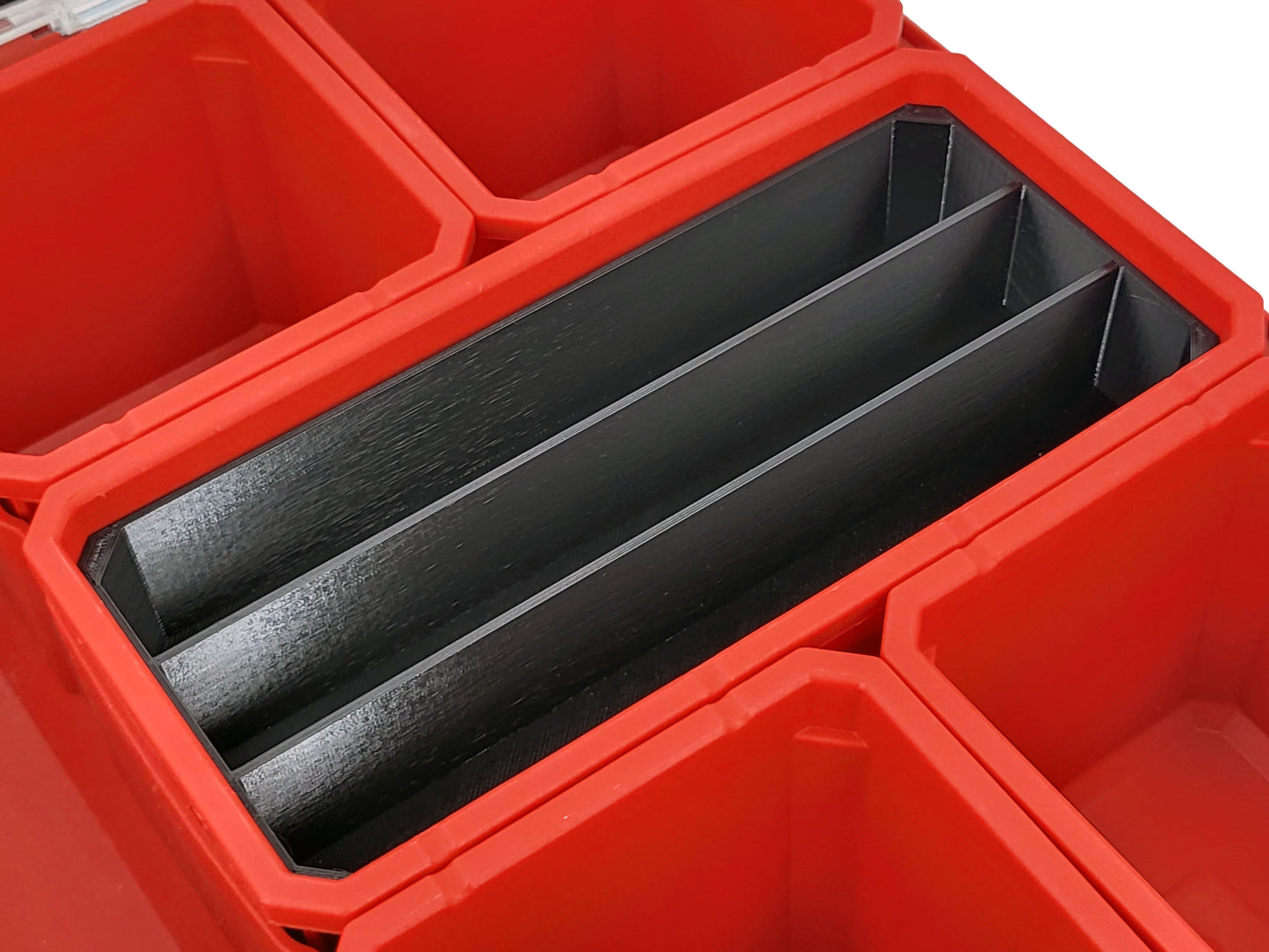 Milwaukee Packout Organizer Compatible 3rd Height Long Nesting Bins - Black