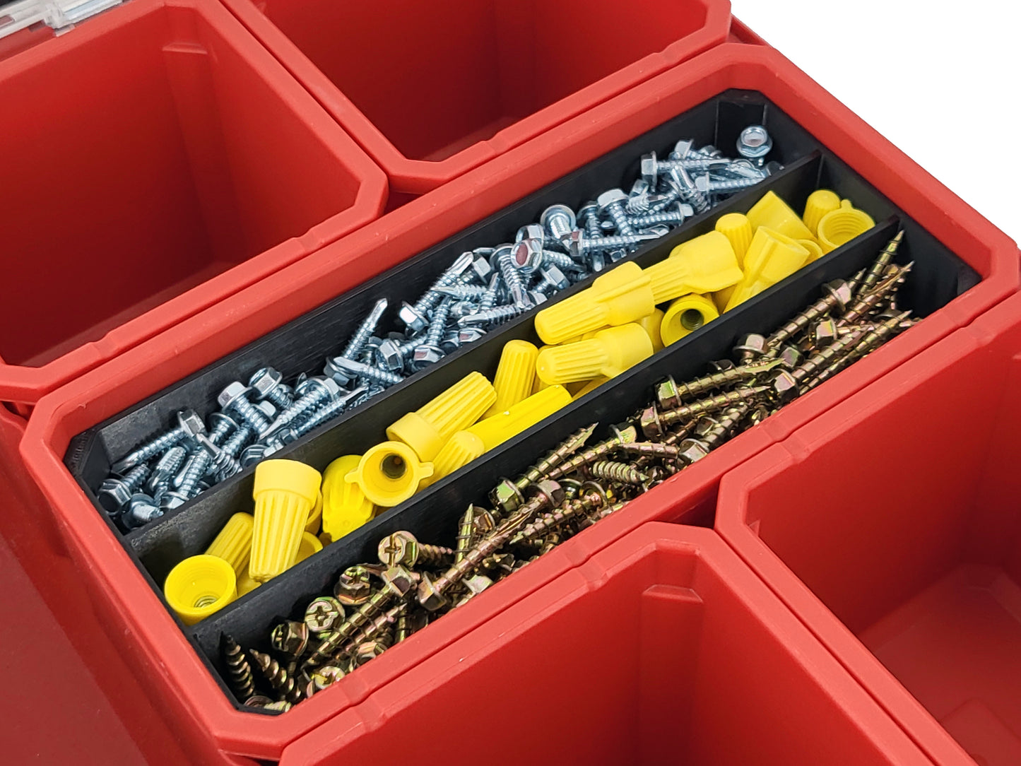 Milwaukee Packout Organizer Compatible 3rd Height Long Nesting Bins - Black