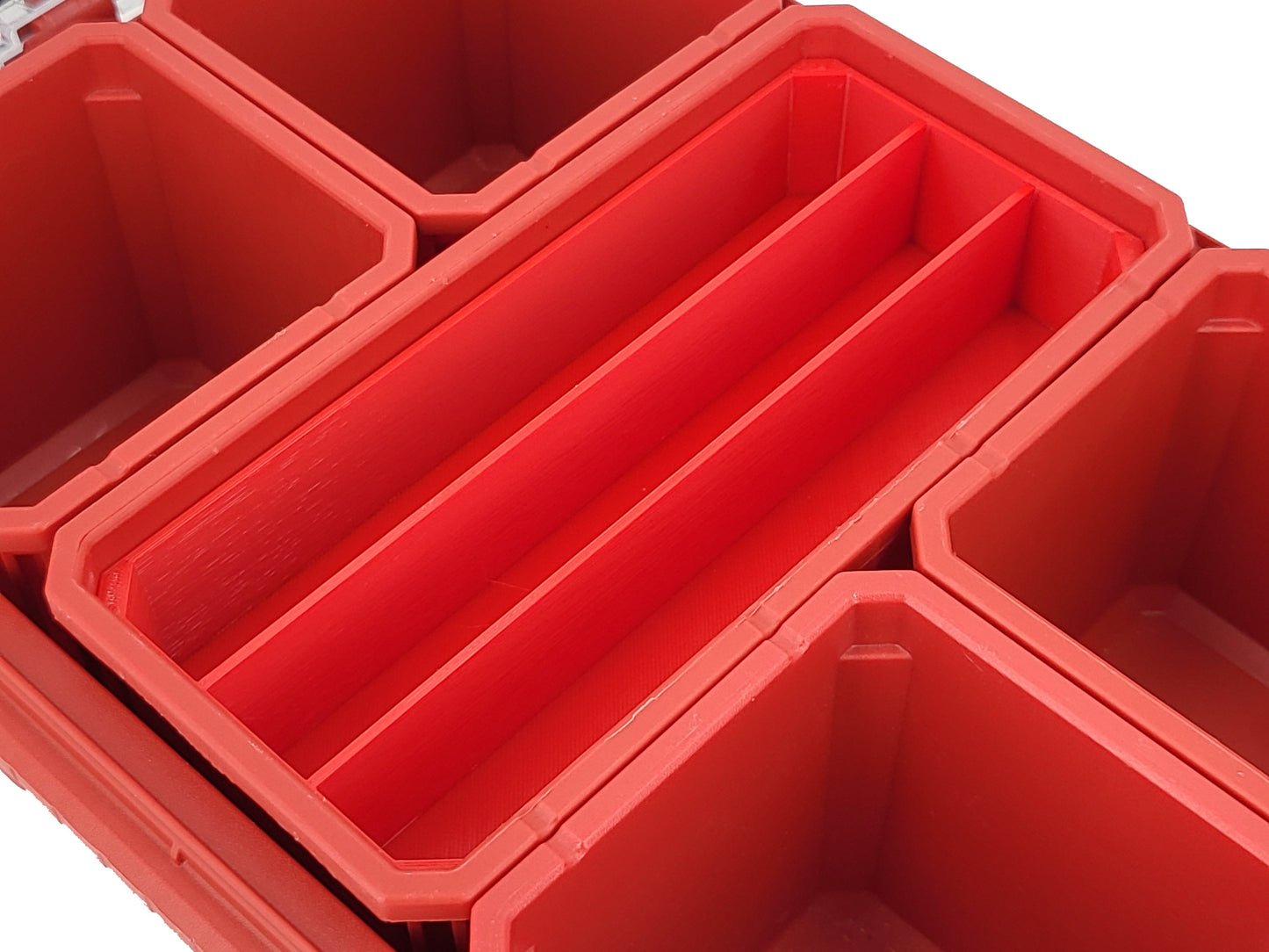 Milwaukee Packout Compact Organizer Compatible 3rd Height Long Nesting Bins - Red