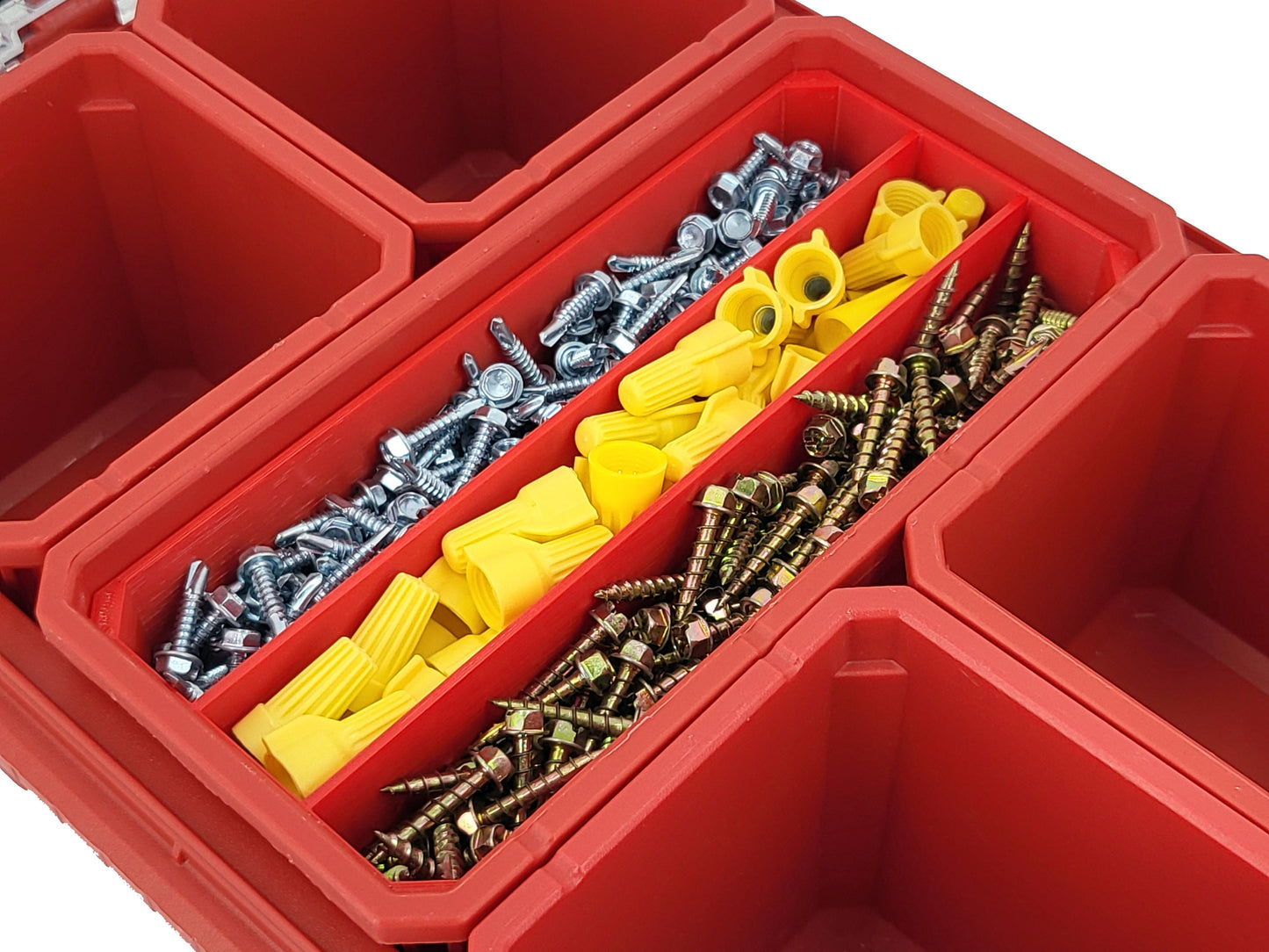 Milwaukee Packout Compact Organizer Compatible 3rd Height Long Nesting Bins - Red