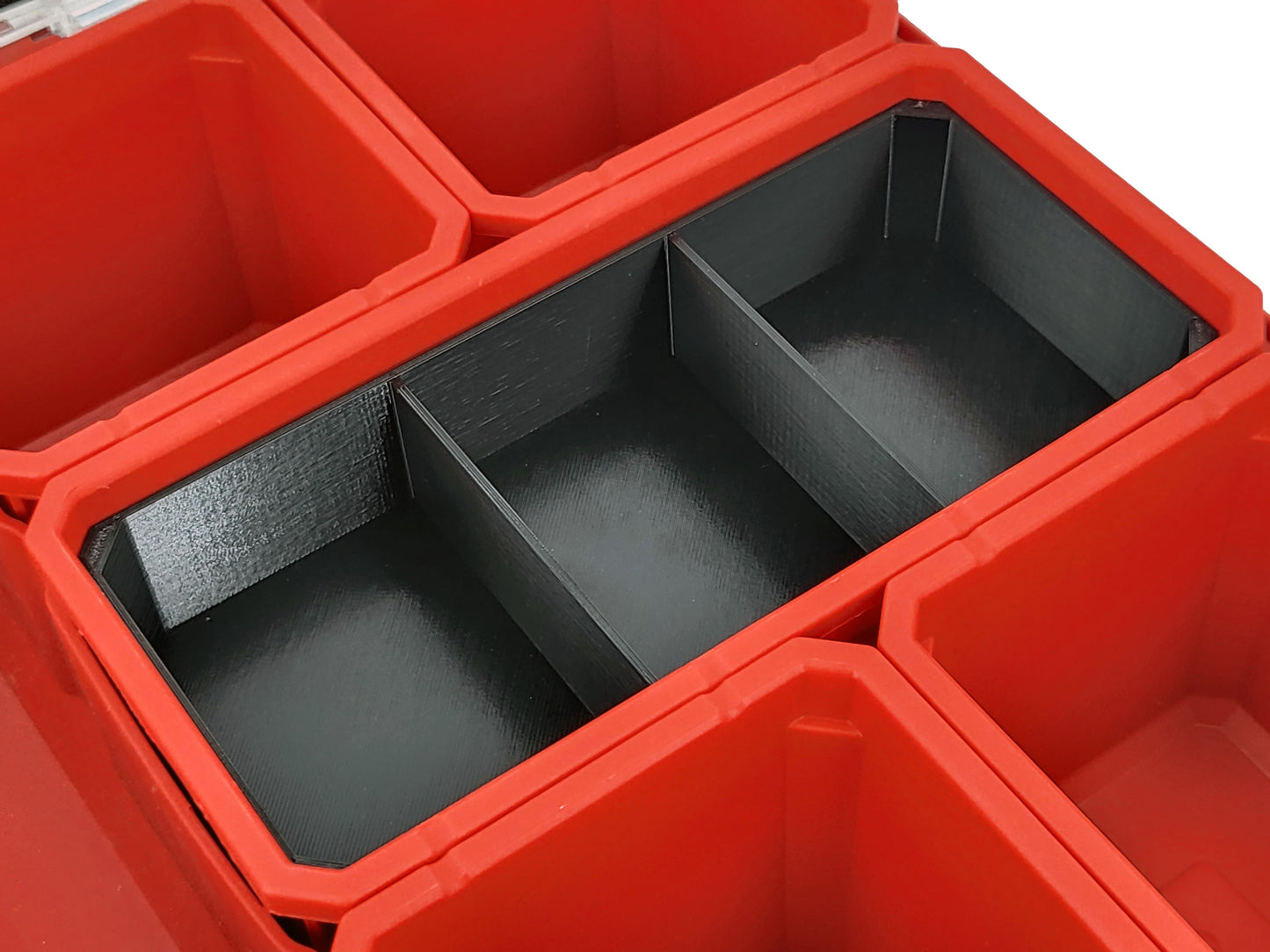 Milwaukee Packout Organizer Compatible 3rd Height Long Nesting Bins - Black