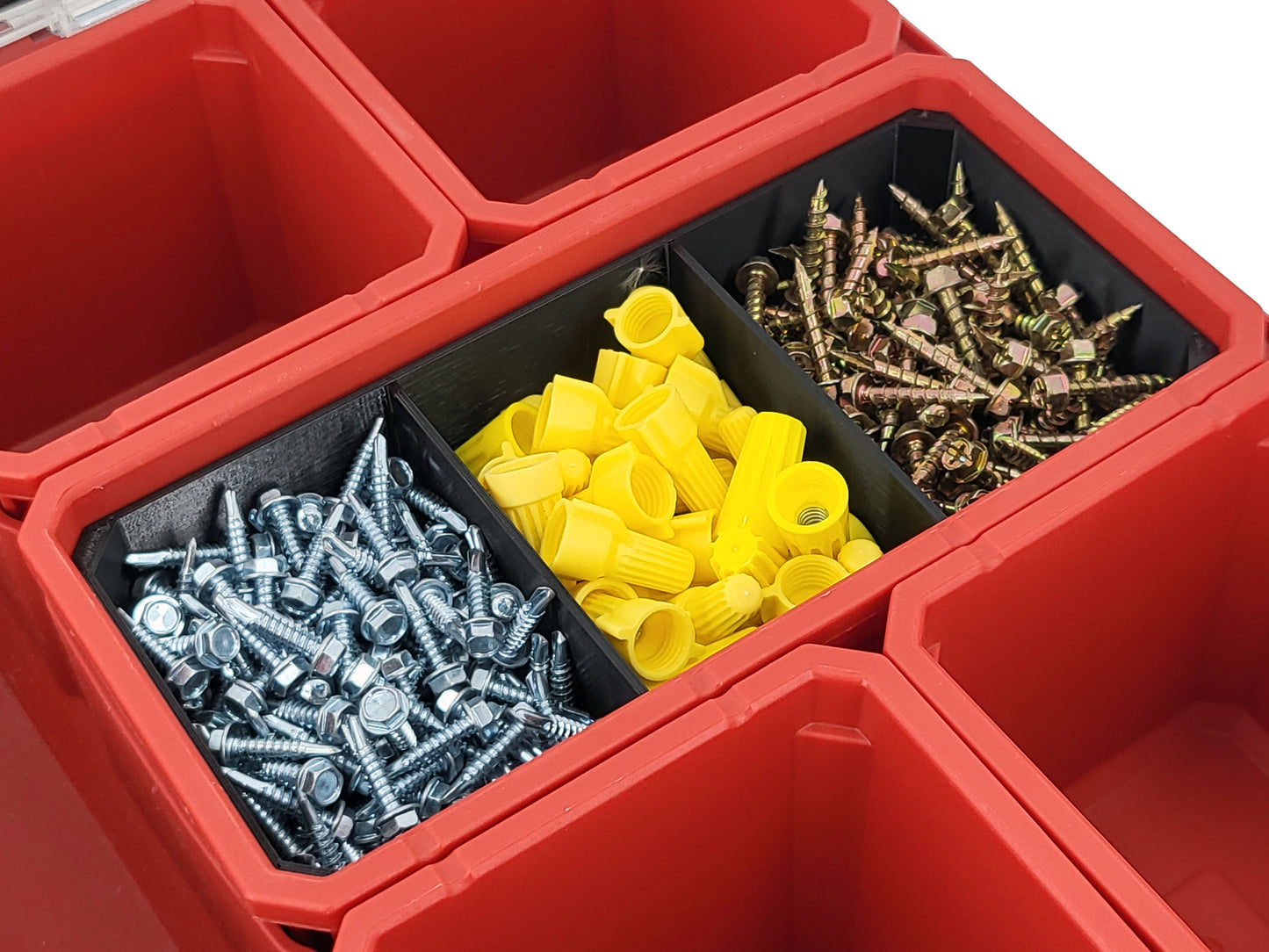 Milwaukee Packout Organizer Compatible 3rd Height Long Nesting Bins - Black