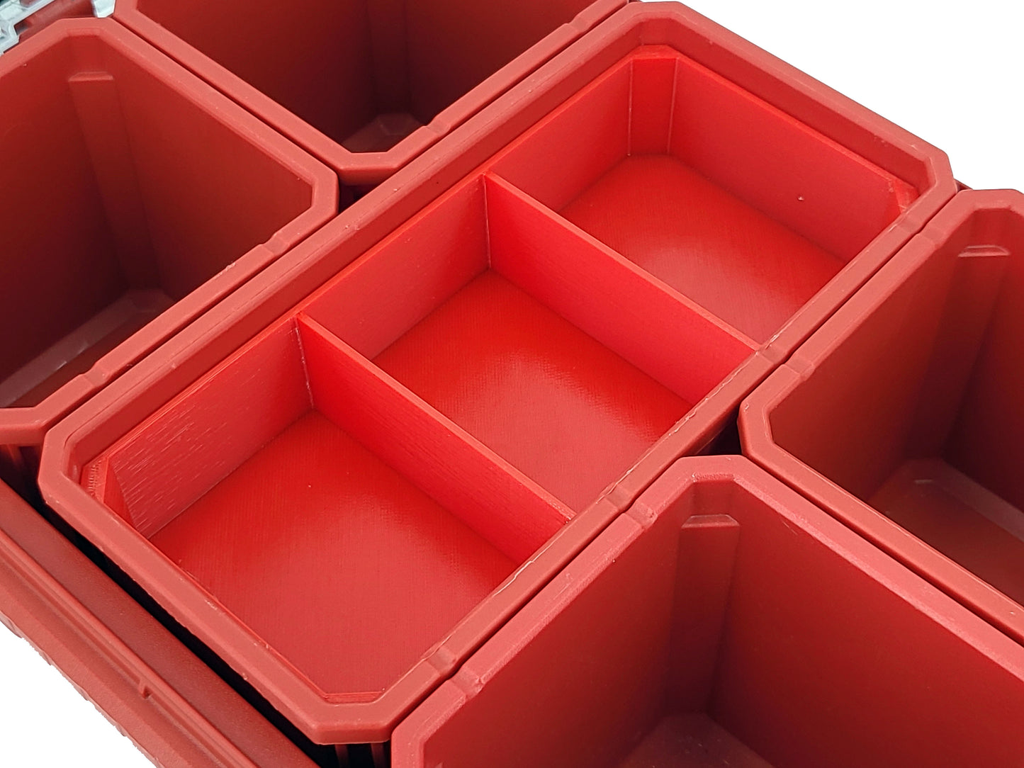 Milwaukee Packout Compact Organizer Compatible Long Nesting Bin Top and Bottom Set - Red