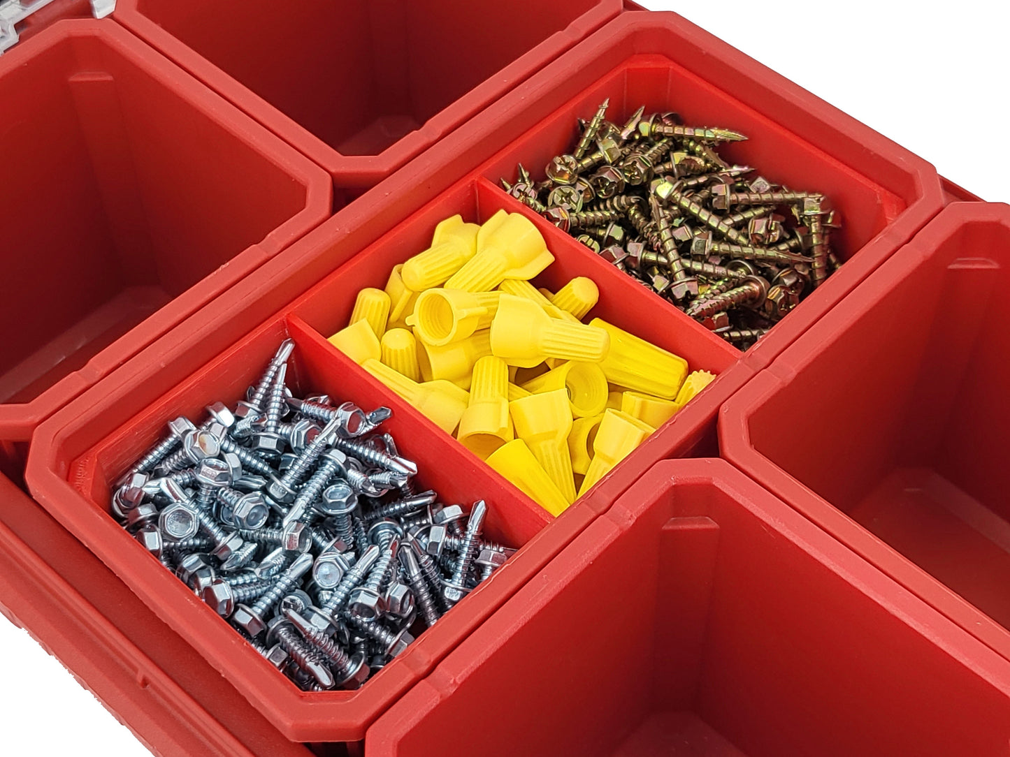 Milwaukee Packout Compact Organizer Compatible 3rd Height Long Nesting Bins - Red