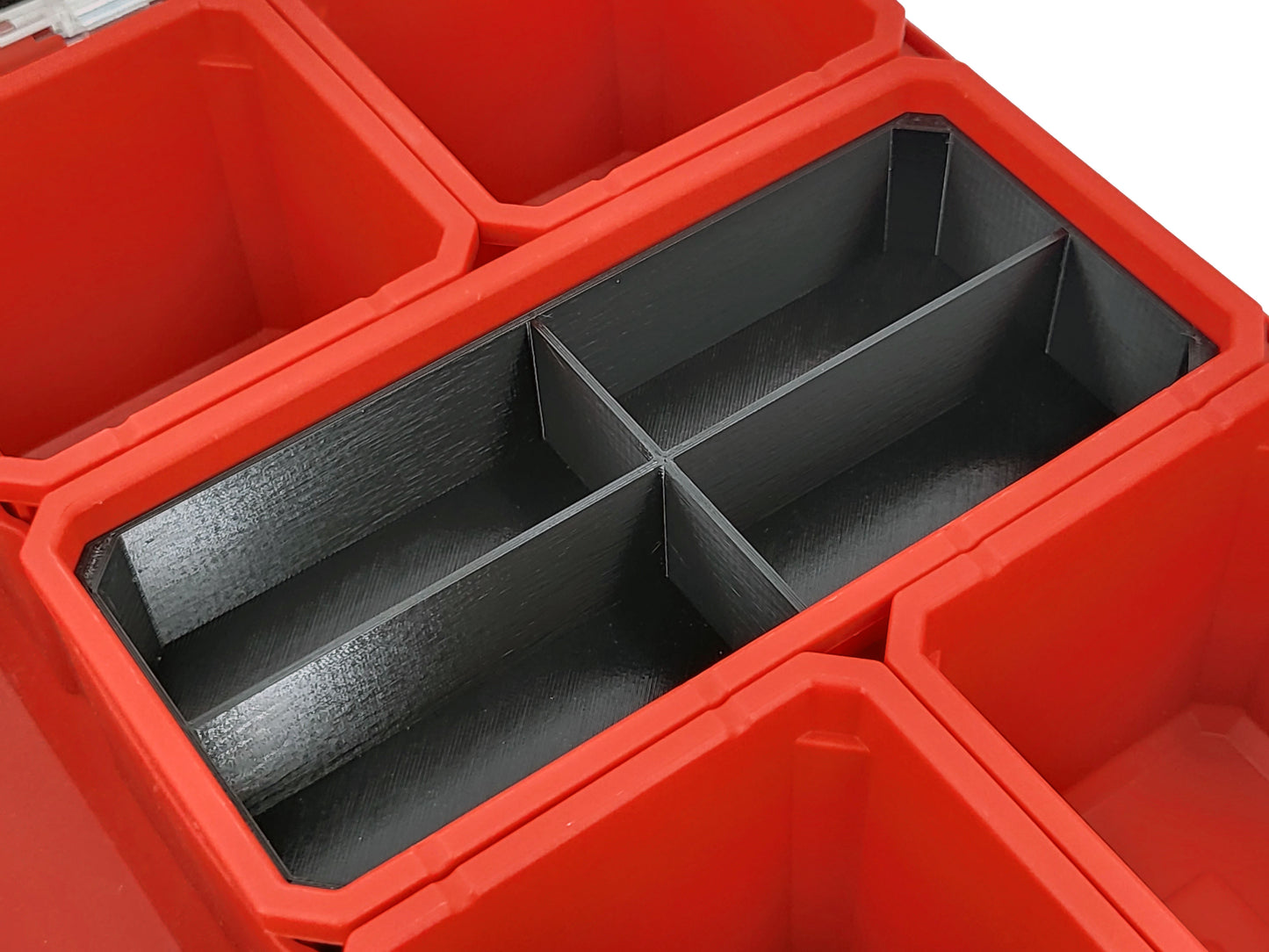 Milwaukee Packout Organizer Compatible 3rd Height Long Nesting Bins - Black