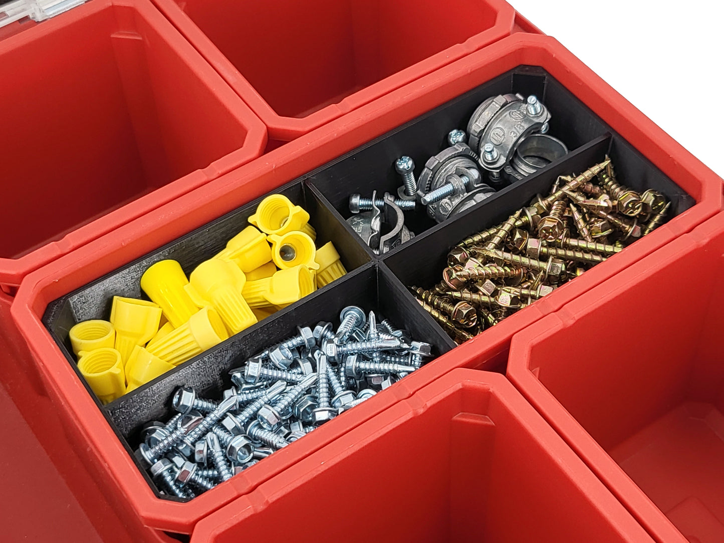 Milwaukee Packout Organizer Compatible 3rd Height Long Nesting Bins - Black