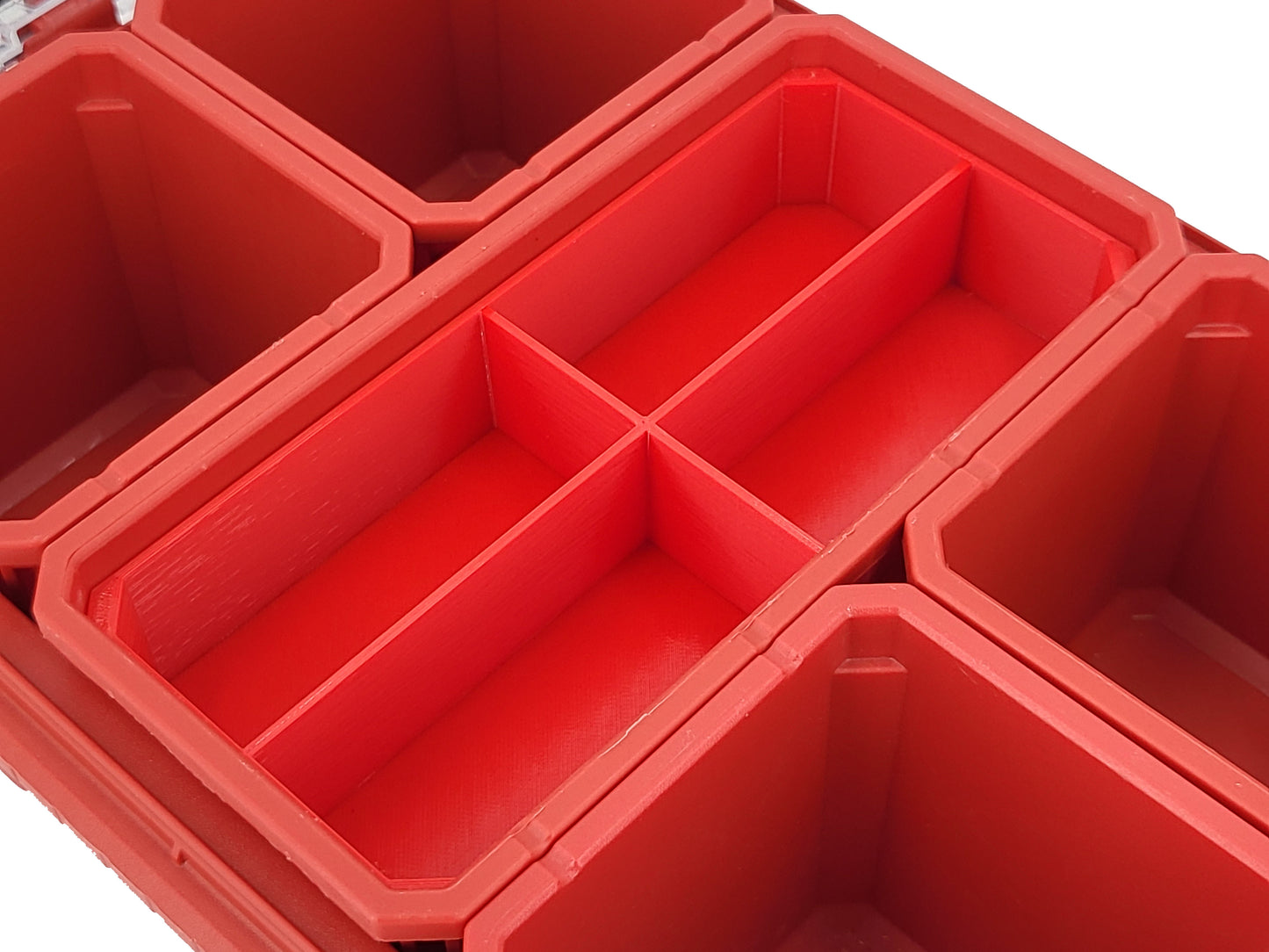 Milwaukee Packout Compact Organizer Compatible Long Nesting Bin Top and Bottom Set - Red