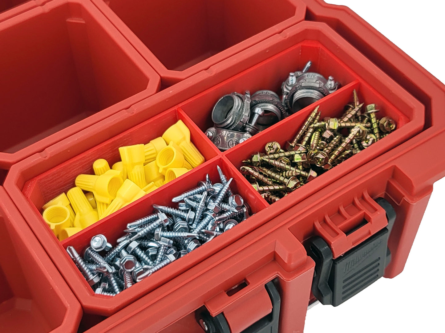 Milwaukee Packout Compact Organizer Compatible 3rd Height Long Nesting Bins - Red