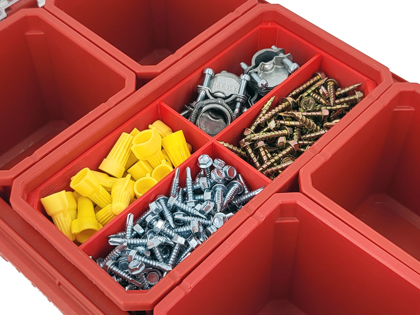 Milwaukee Packout Compact Organizer Compatible Long Nesting Bin Top and Bottom Set - Red