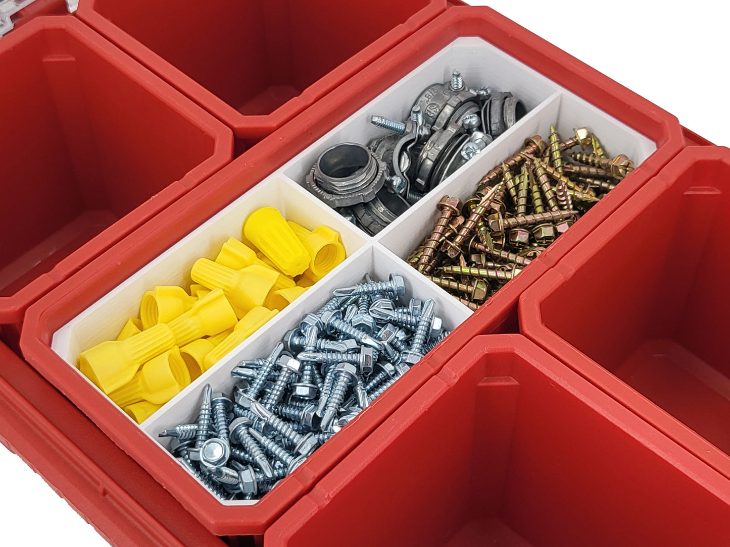 Milwaukee Packout Compact Organizer Compatible 3rd Height Long Nesting Bins - Red