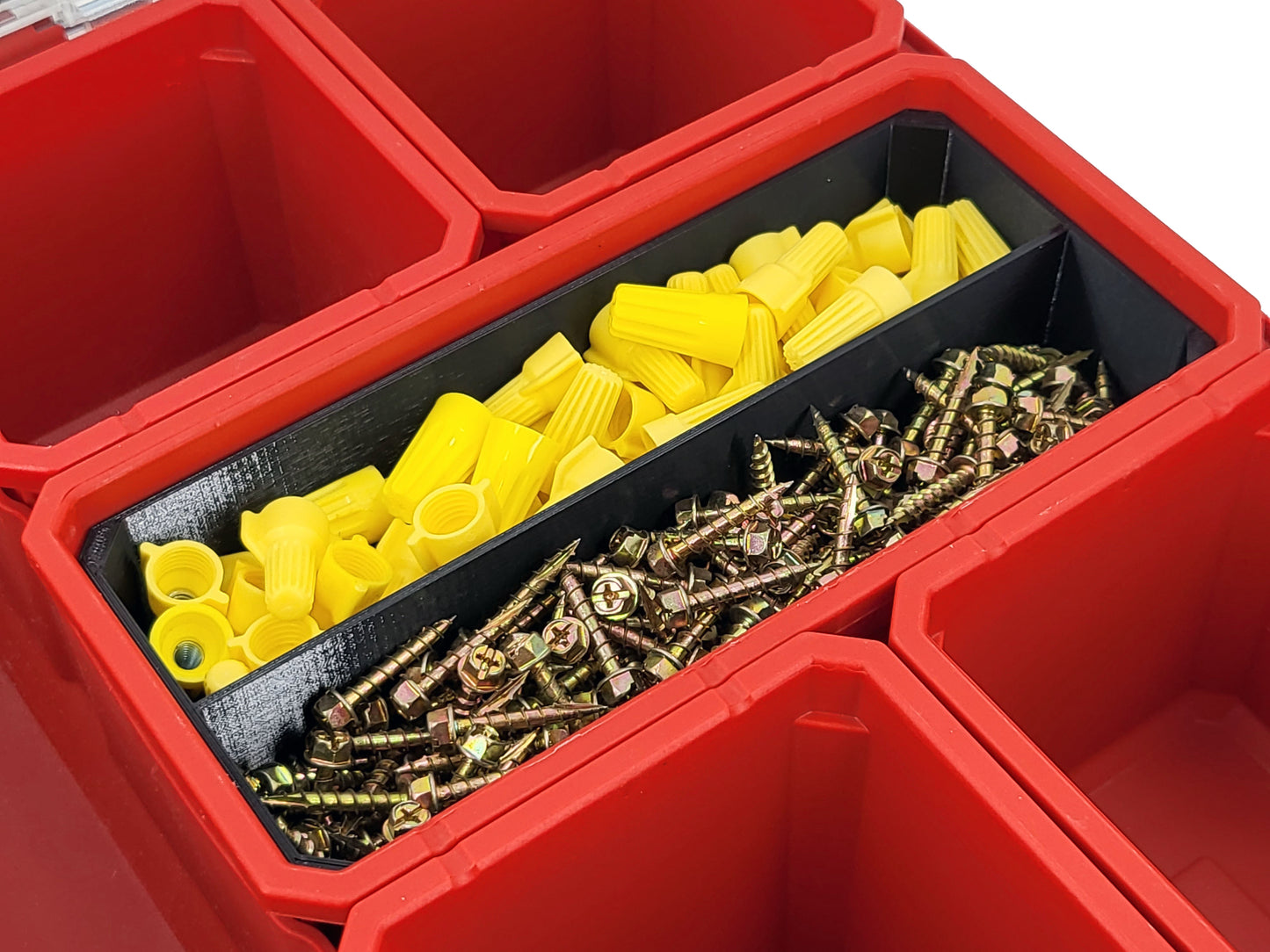 Milwaukee Packout Organizer Compatible 3rd Height Long Nesting Bins - Black