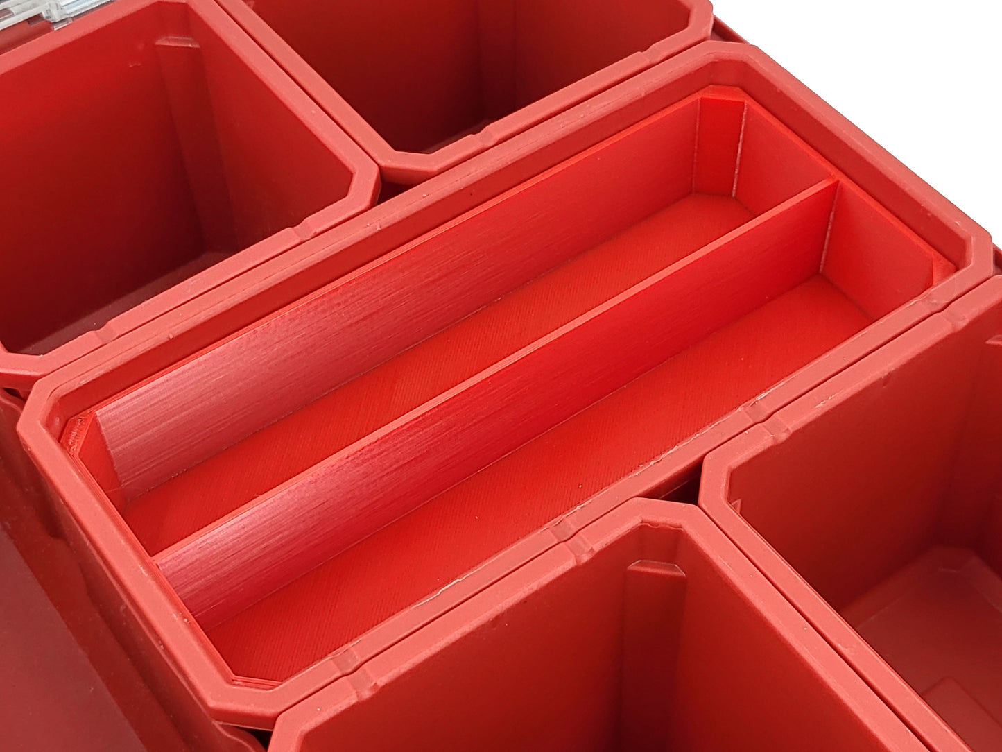 Milwaukee Packout Organizer Compatible Long Nesting Bin Top and Bottom Set - Red