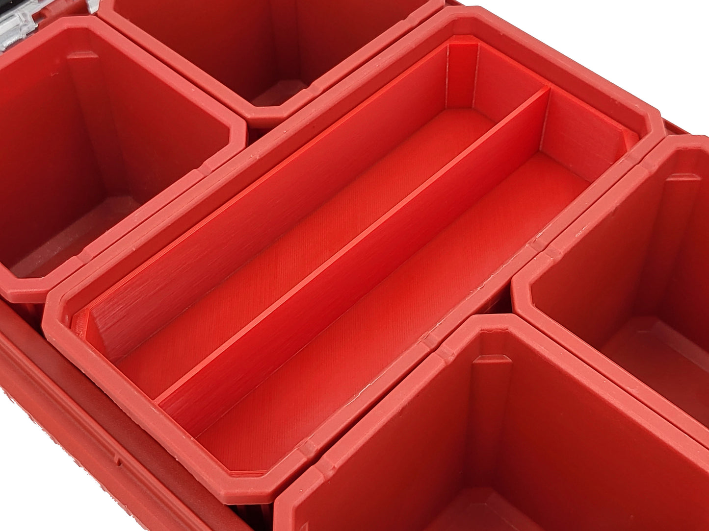 Milwaukee Packout Compact Organizer Compatible Long Nesting Bin Top and Bottom Set - Red