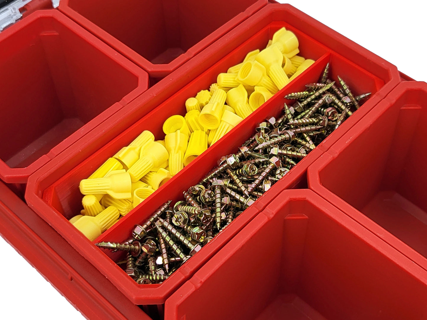 Milwaukee Packout Compact Organizer Compatible 3rd Height Long Nesting Bins - Red