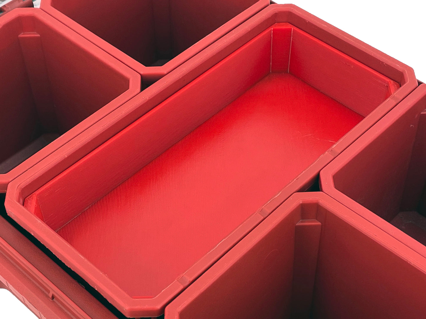 Milwaukee Packout Compact Organizer Compatible Long Nesting Bin Top and Bottom Set - Red