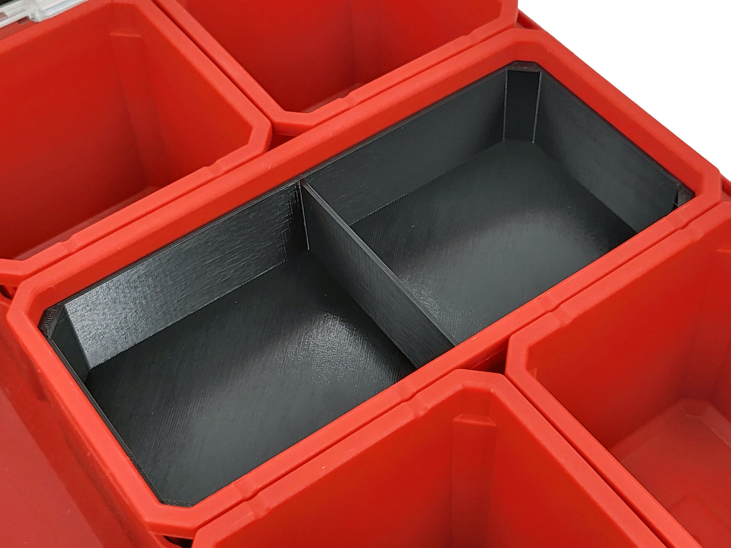 Milwaukee Packout Organizer Compatible 3rd Height Long Nesting Bins - Black