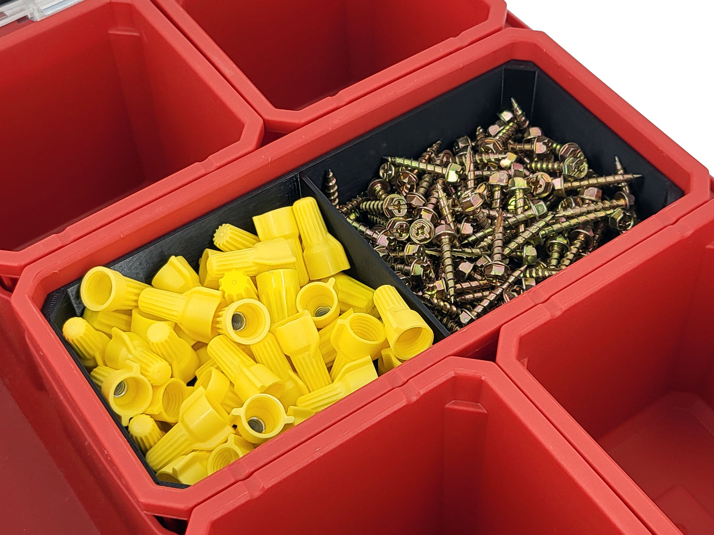 Milwaukee Packout Organizer Compatible 3rd Height Long Nesting Bins - Black