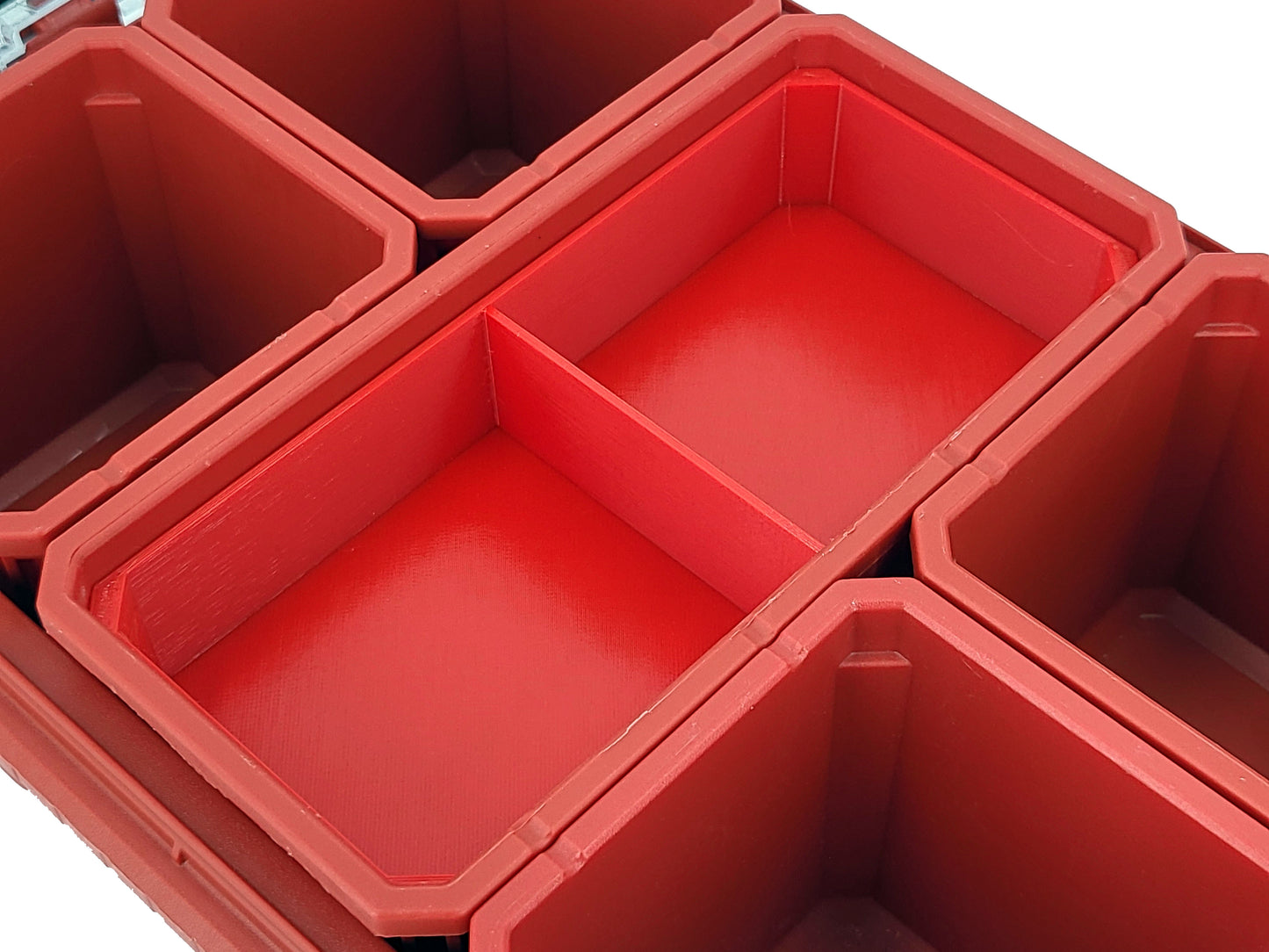 Milwaukee Packout Compact Organizer Compatible Long Nesting Bin Top and Bottom Set - Red