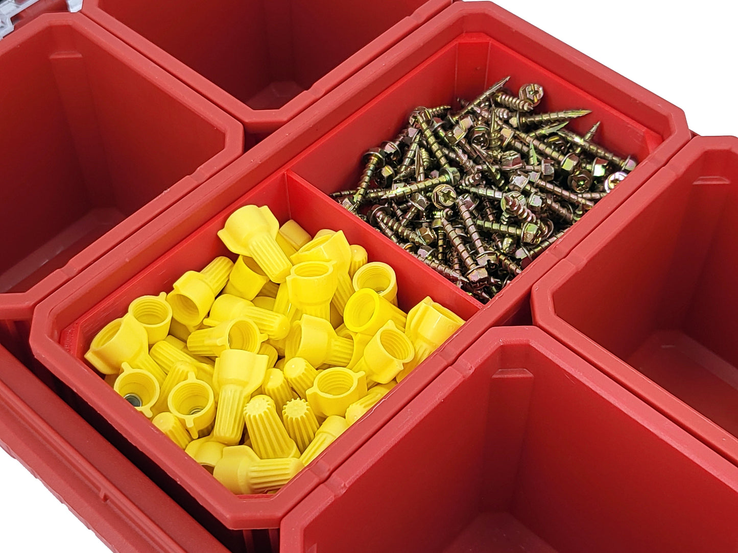 Milwaukee Packout Compact Organizer Compatible 3rd Height Long Nesting Bins - Red