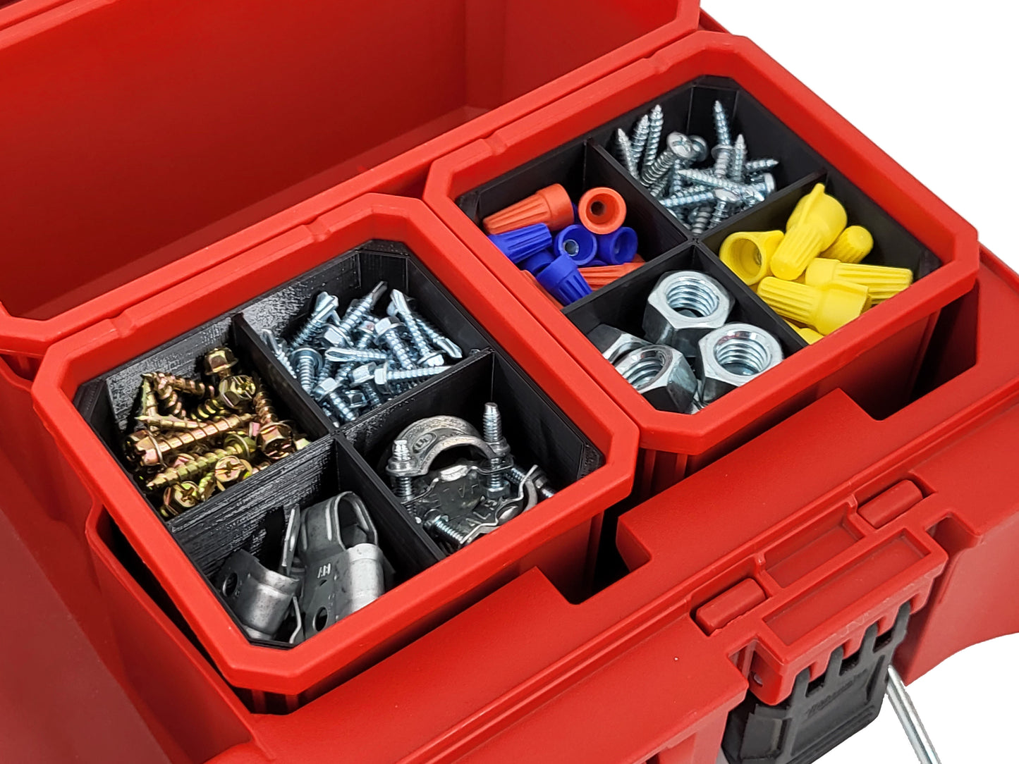 Milwaukee Packout Organizer Compatible 3rd Height Square Nesting Bins - Black