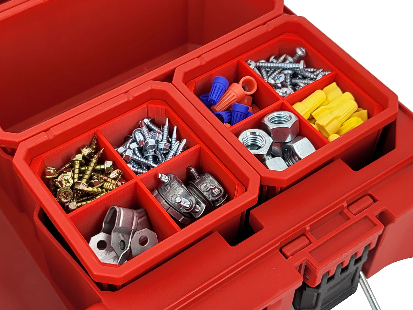 Milwaukee Packout Organizer Compatible 3rd Height Square Nesting Bins - Red