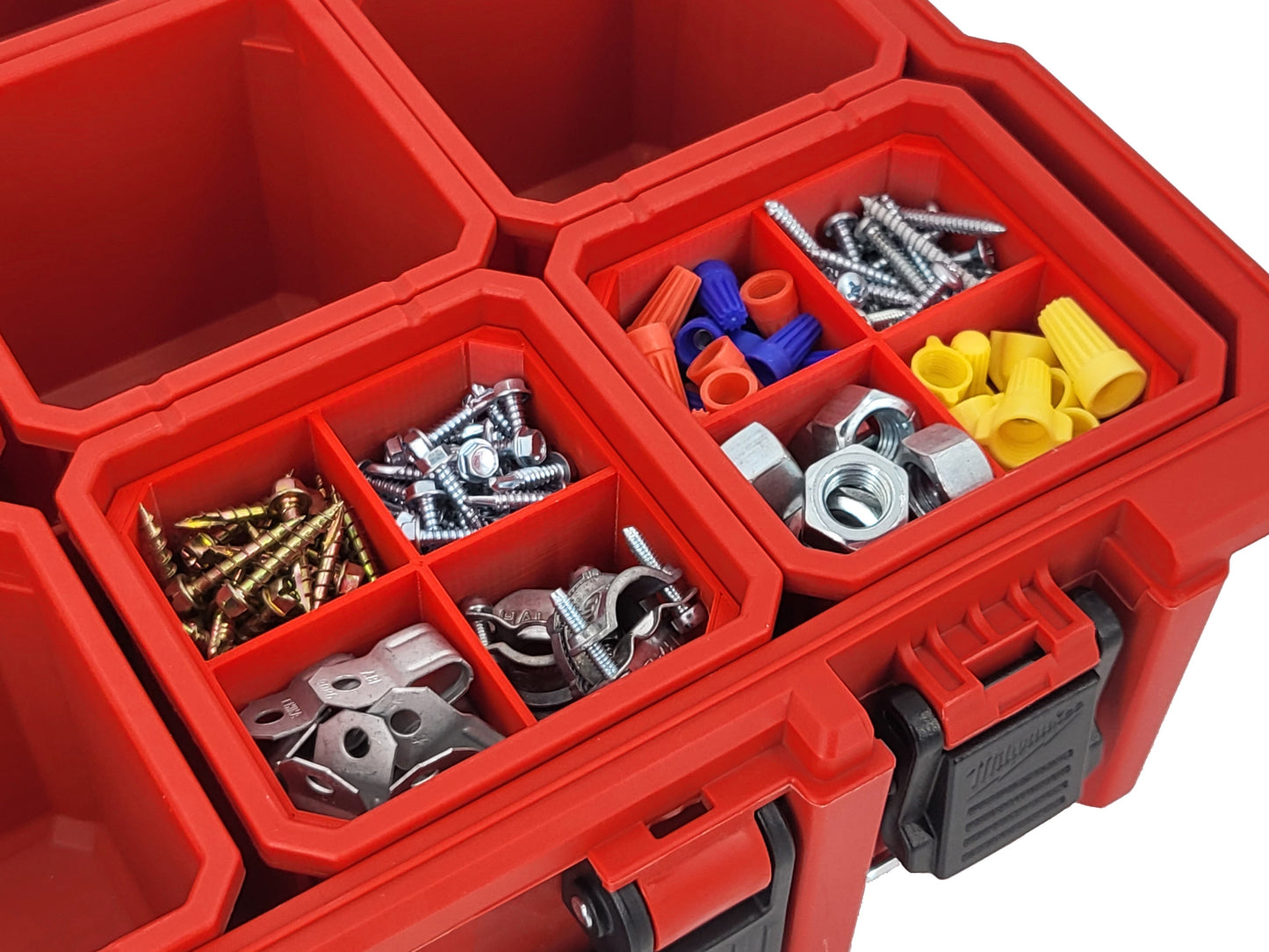 Milwaukee Packout Organizer Compatible 3rd Height Square Nesting Bins - Red
