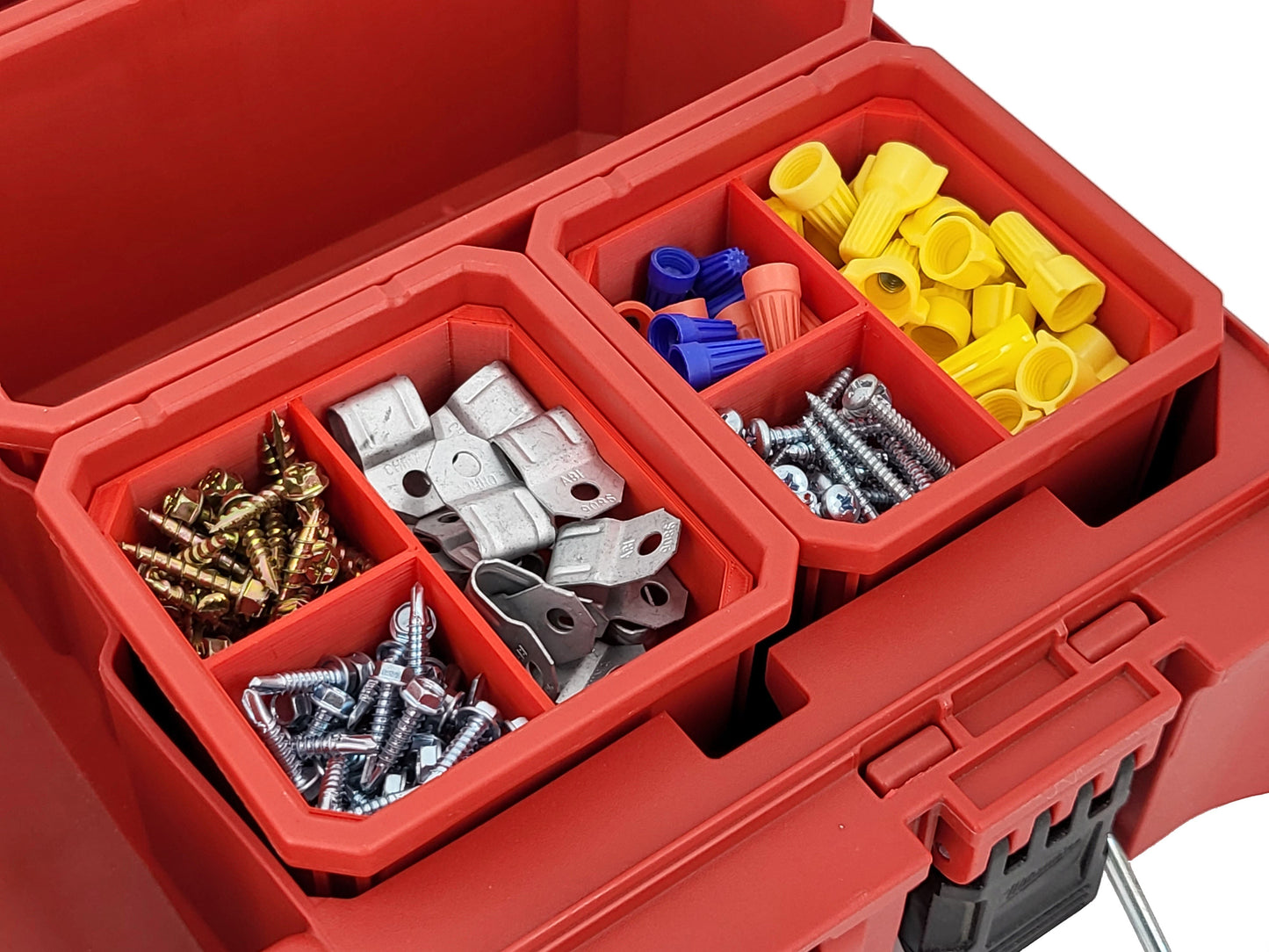 Milwaukee Packout Organizer Compatible 3rd Height Square Nesting Bins - Red