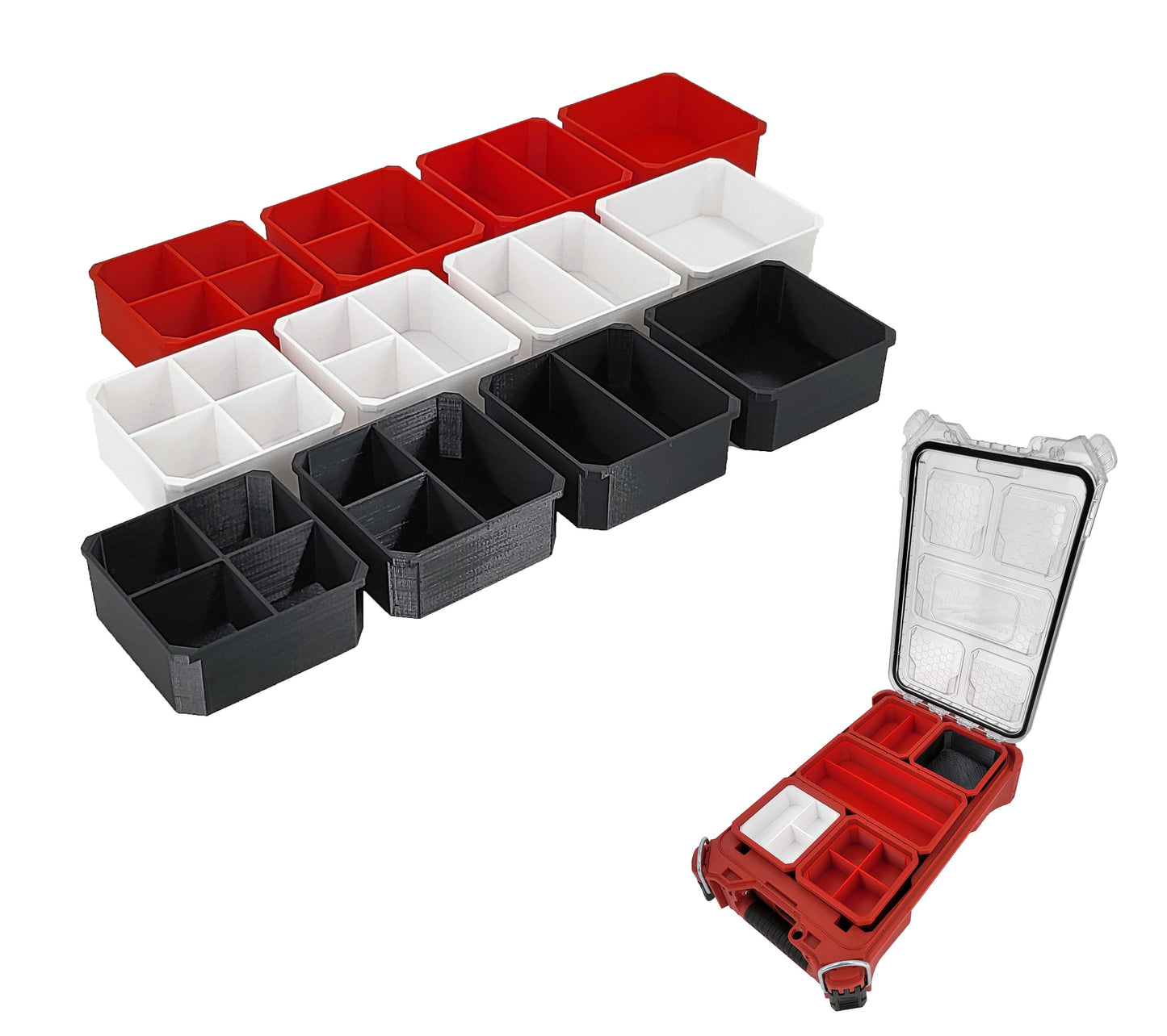 Milwaukee Packout Compact Organizer Compatible 3rd Height Square Nesting Bins - White