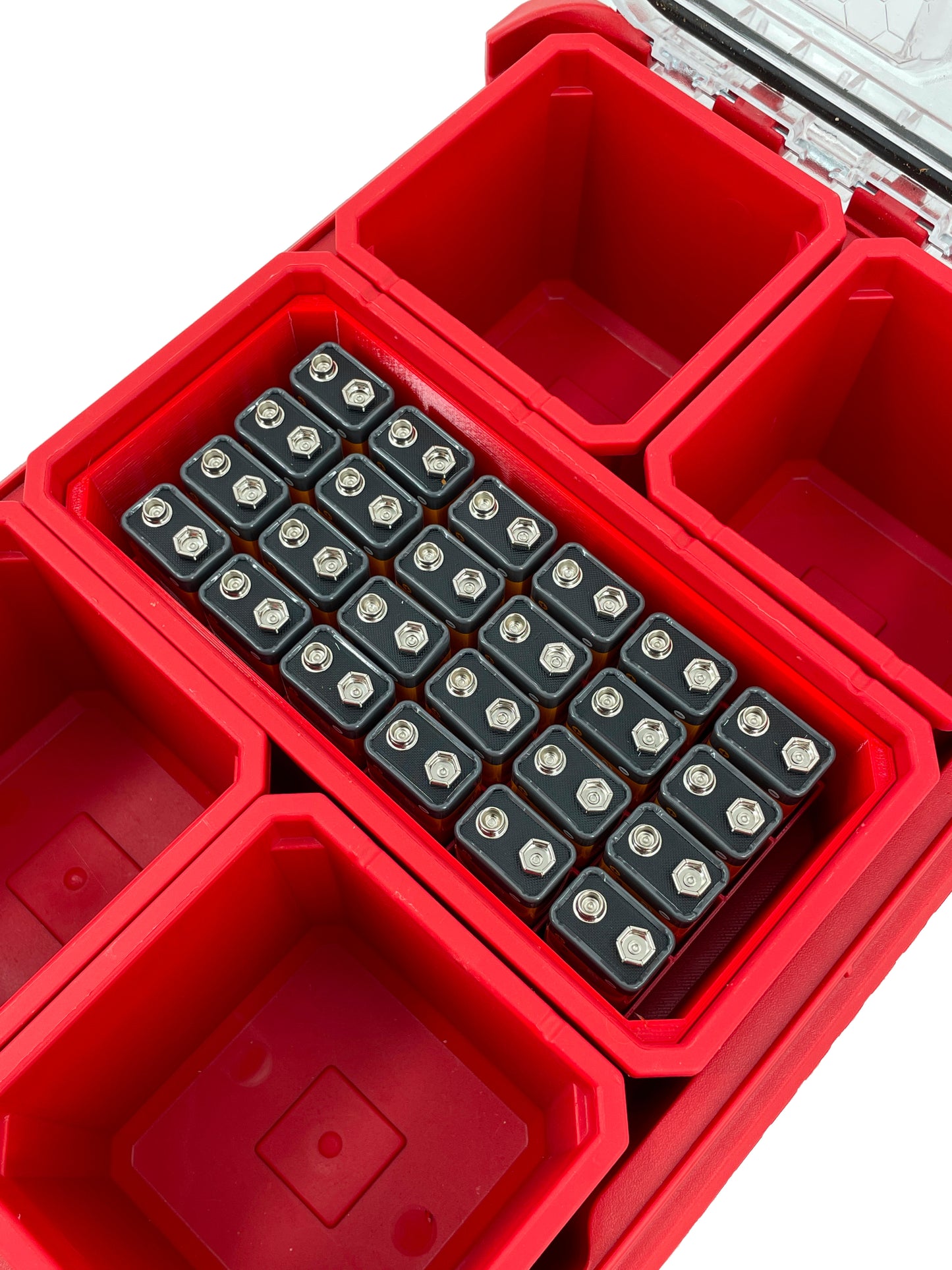Milwaukee Packout Compact Organizer Compatible AA AAA C D 9V Long Battery Insert Bin