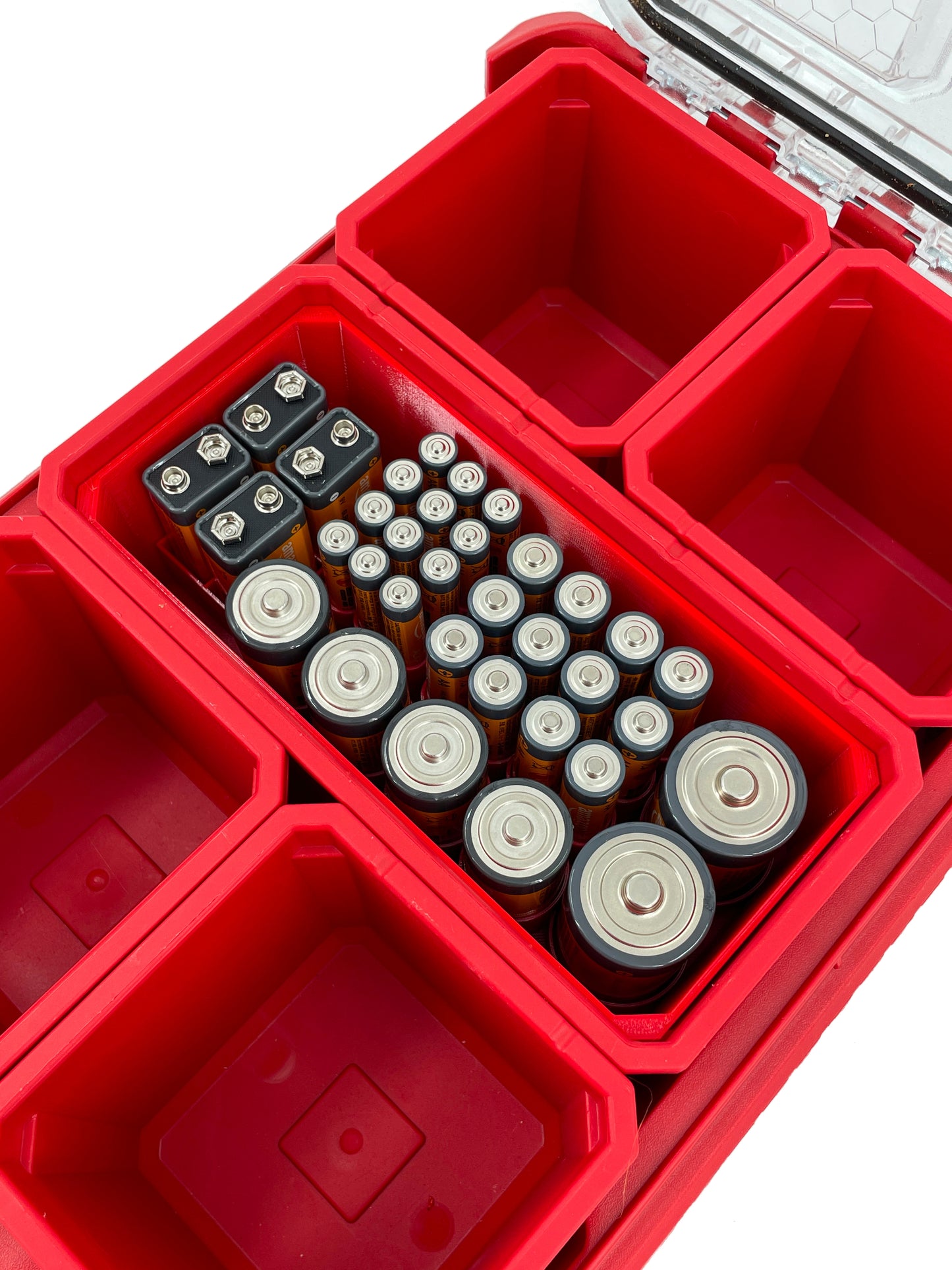 Milwaukee Packout Compact Organizer Compatible AA AAA C D 9V Long Battery Insert Bin