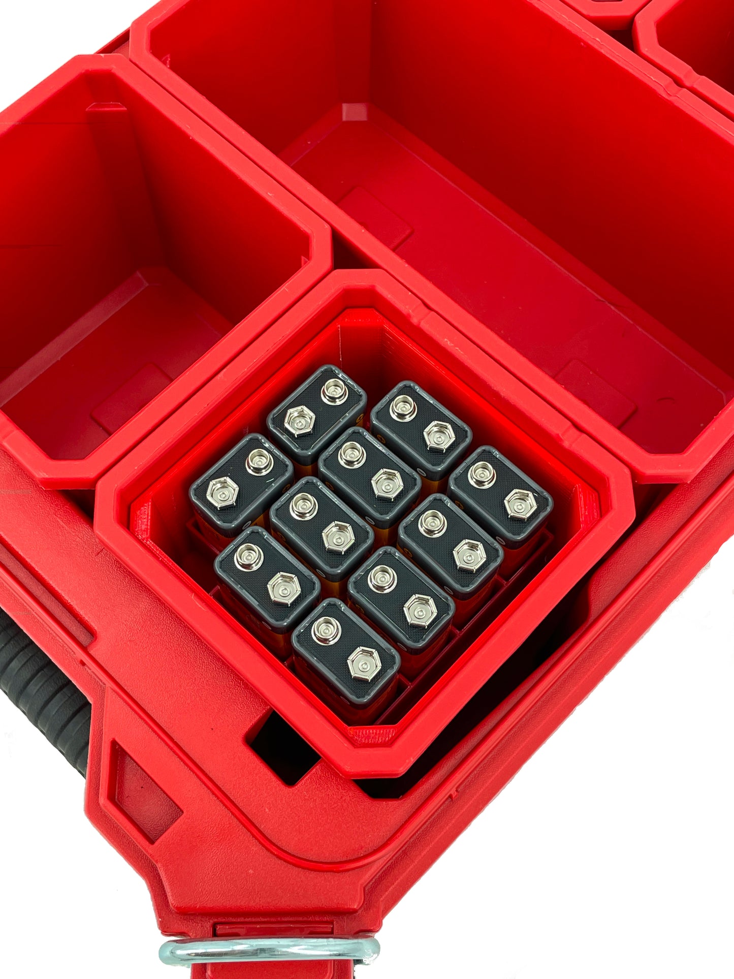 Milwaukee Packout Compact Organizer Compatible AA AAA C D 9V BTN Square Battery Insert Bin
