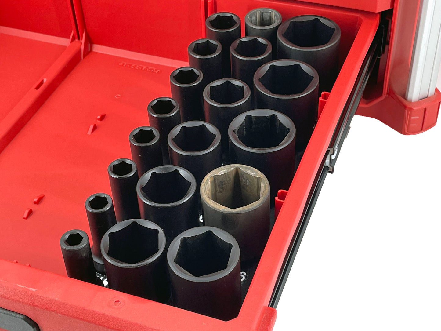 Milwaukee Packout 3 Drawer Tool Box Compatible 1/2" Drive Deep Socket Tray Insert - Black