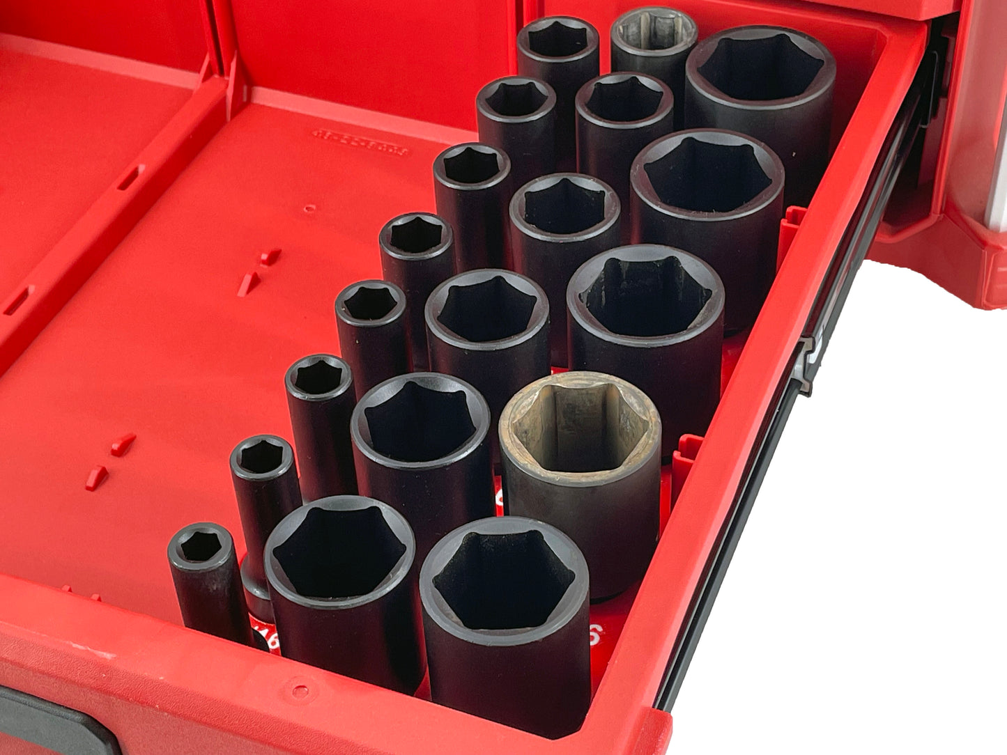 Milwaukee Packout 2 Drawer Tool Box Compatible 1/2" Drive Deep Socket Tray Insert - Red