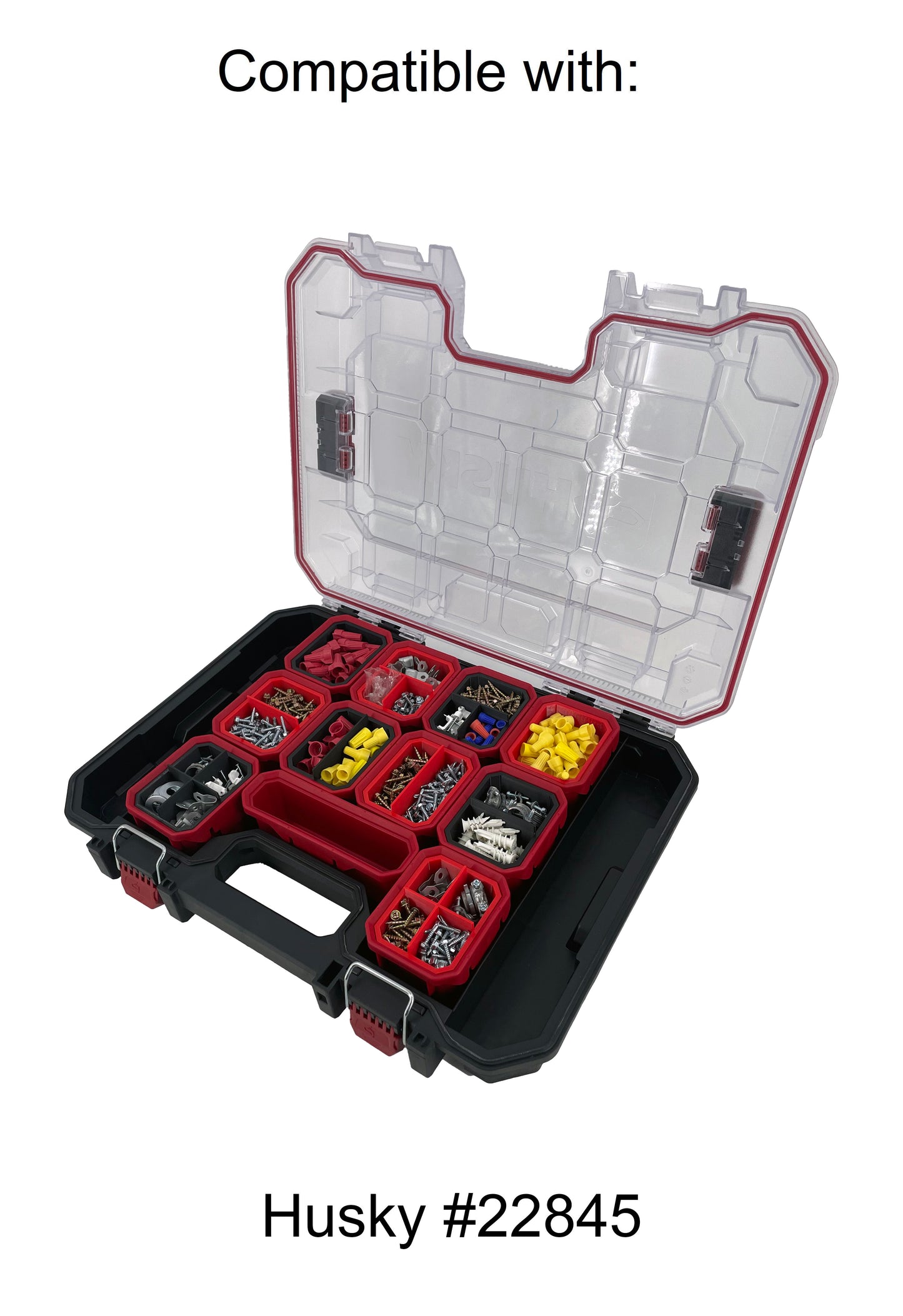 Husky Build-Out Deep Organizer Compatible Small Nesting Bins - Red