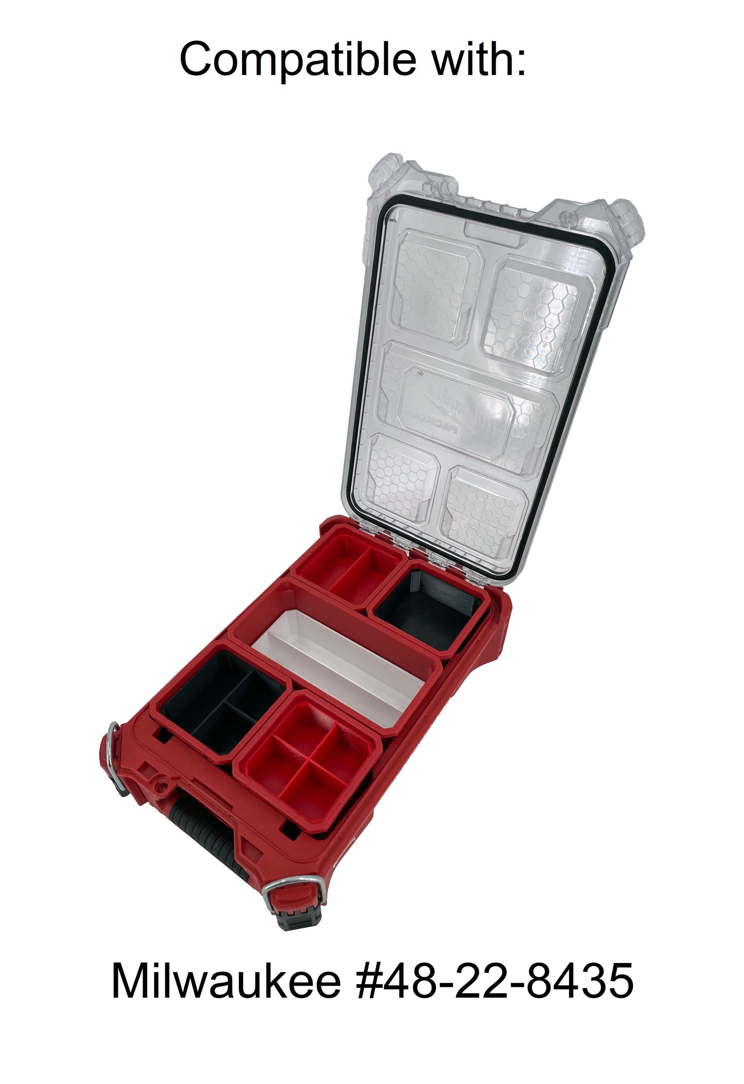 Milwaukee Packout Compact Organizer Compatible Long Nesting Bin Top and Bottom Set - Red