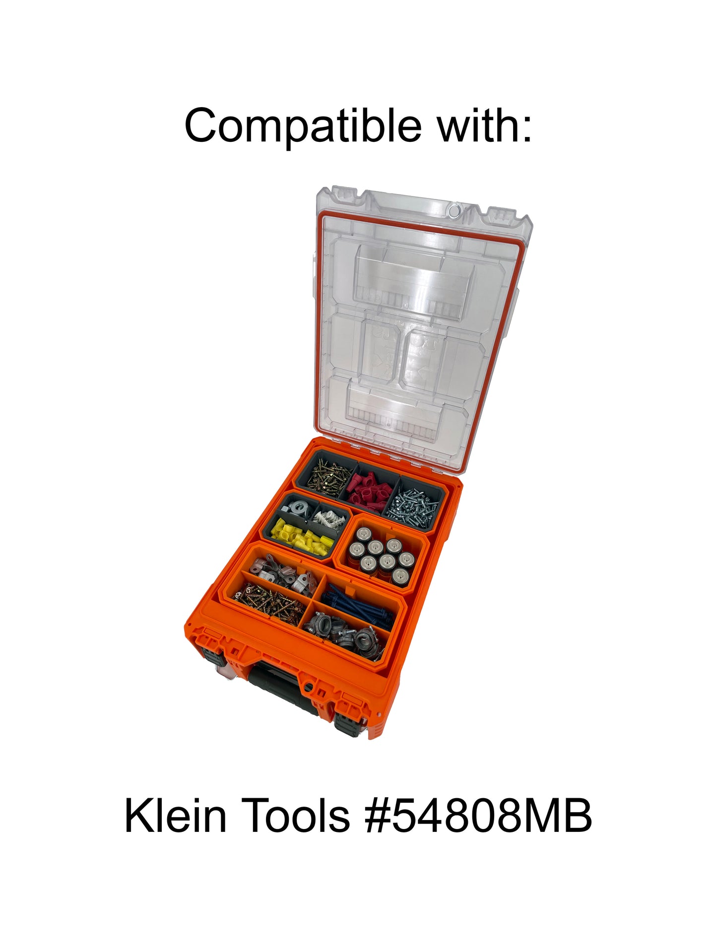 Klein Tools MODbox Tall Component Box, Half Width Organizer Compatible Large Nesting Insert Bins - Orange