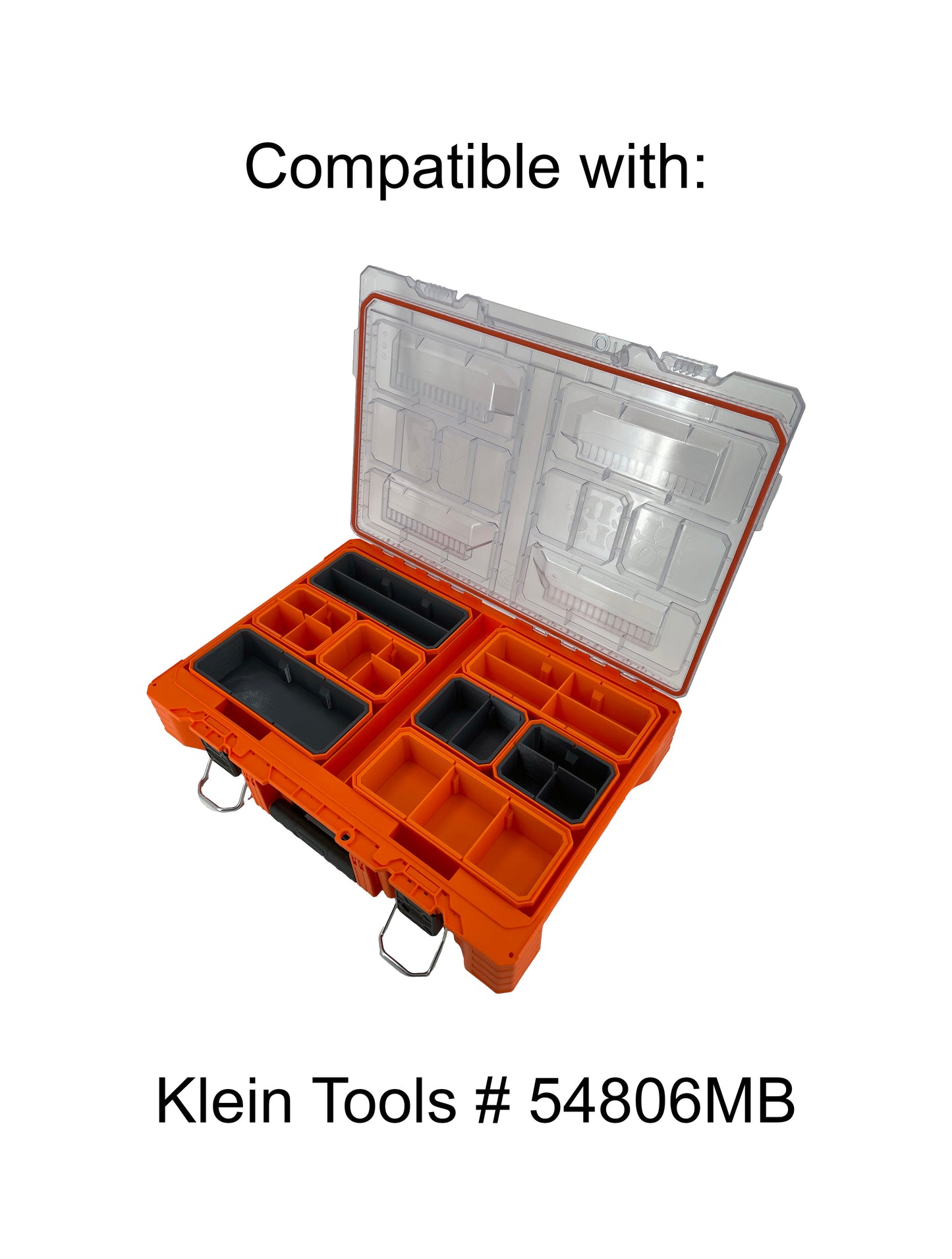 Klein Tools MODbox Tall Component Box Organizer Compatible Large Nesting Insert Bins - Gray